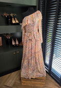 ASTR the label Kaylani ruffle maxi jurk roze M 38 tweedehands dames merk