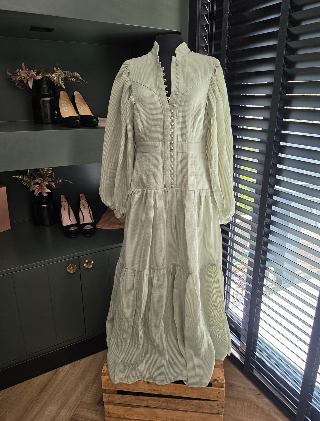 Shona Joy midi jurk Charlotte groen S 36 dames designer ongedragen met kaartje