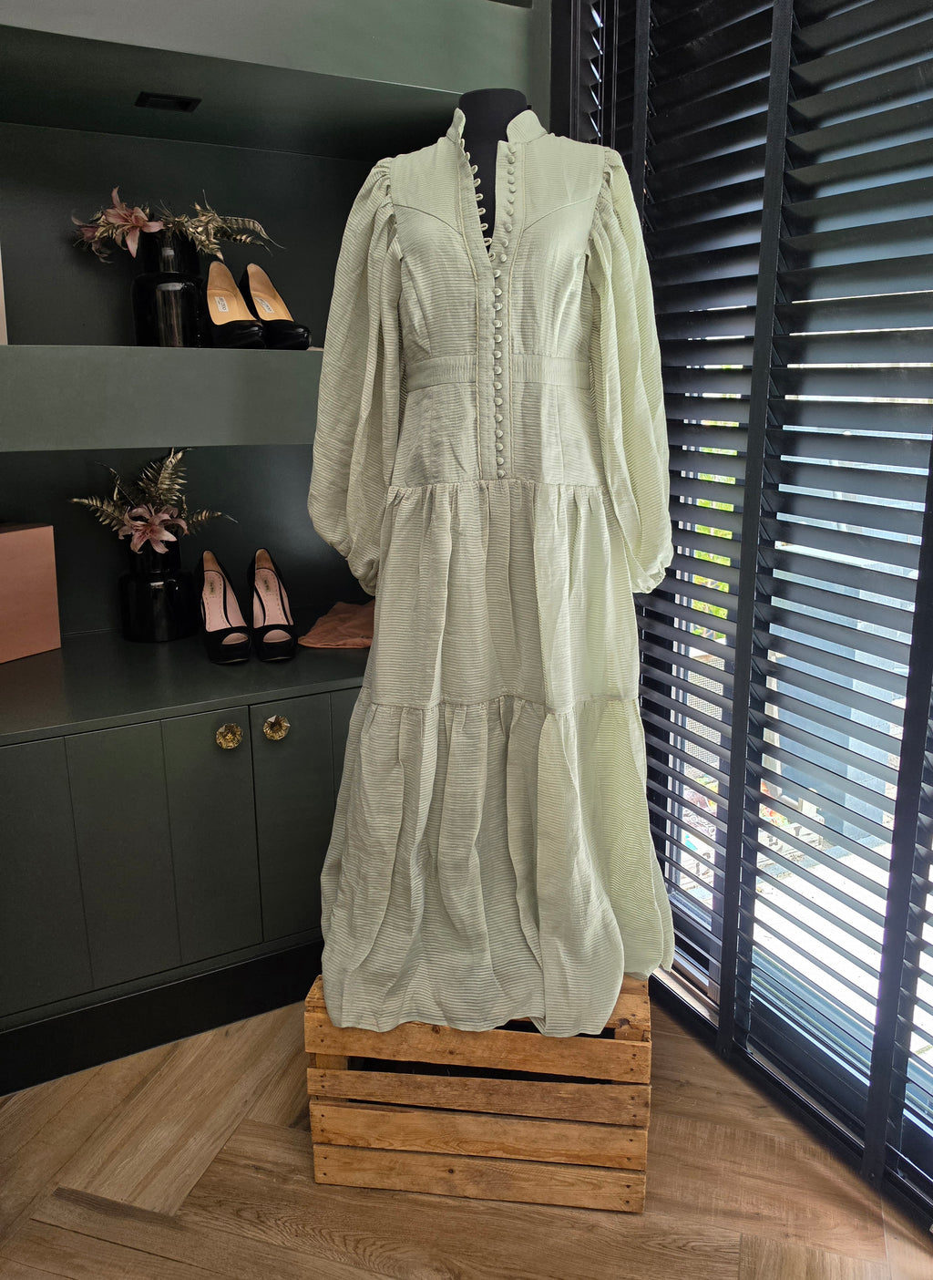 Shona Joy midi jurk Charlotte groen S 36 dames designer ongedragen met kaartje
