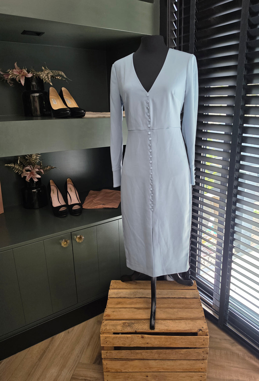 Intropia midi jurk blauw 38 M tweedehands dames designer