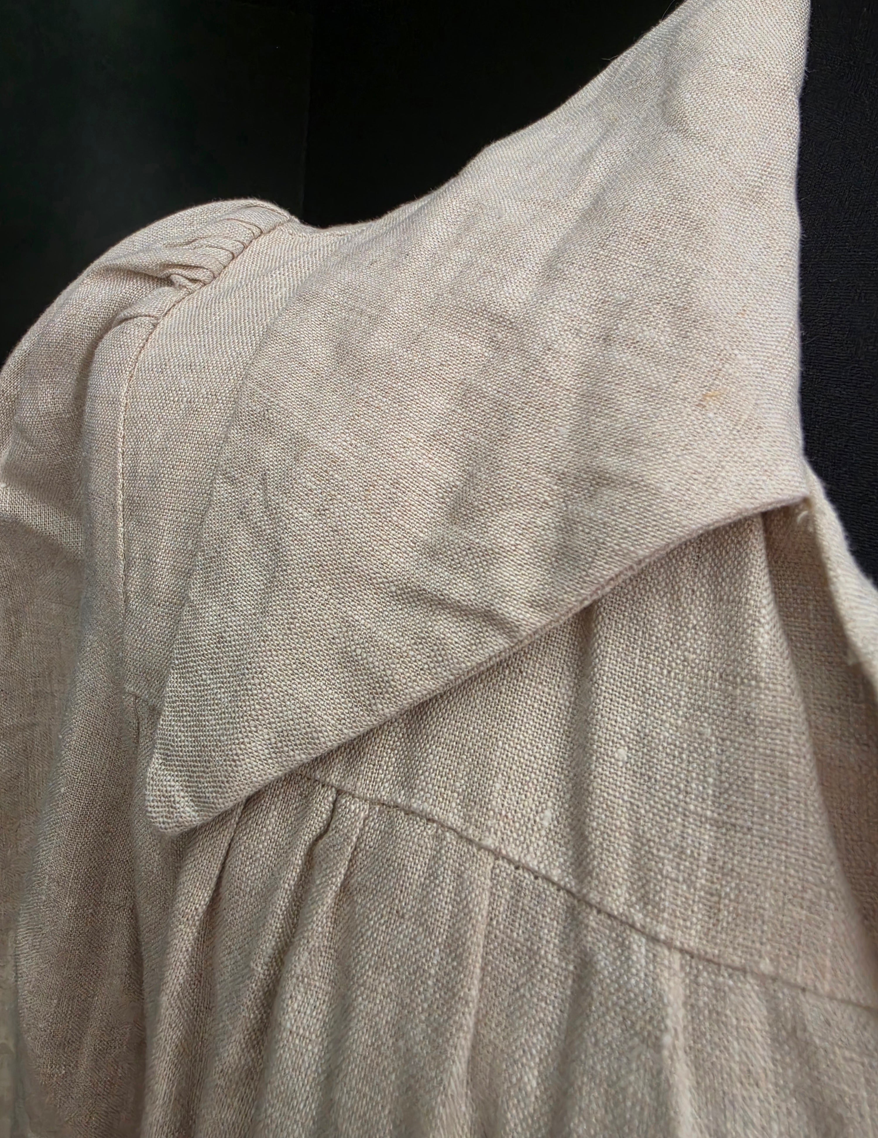 Dissh wijde linnen mini jurk beige M 38 resortwear tweedehands dames designer