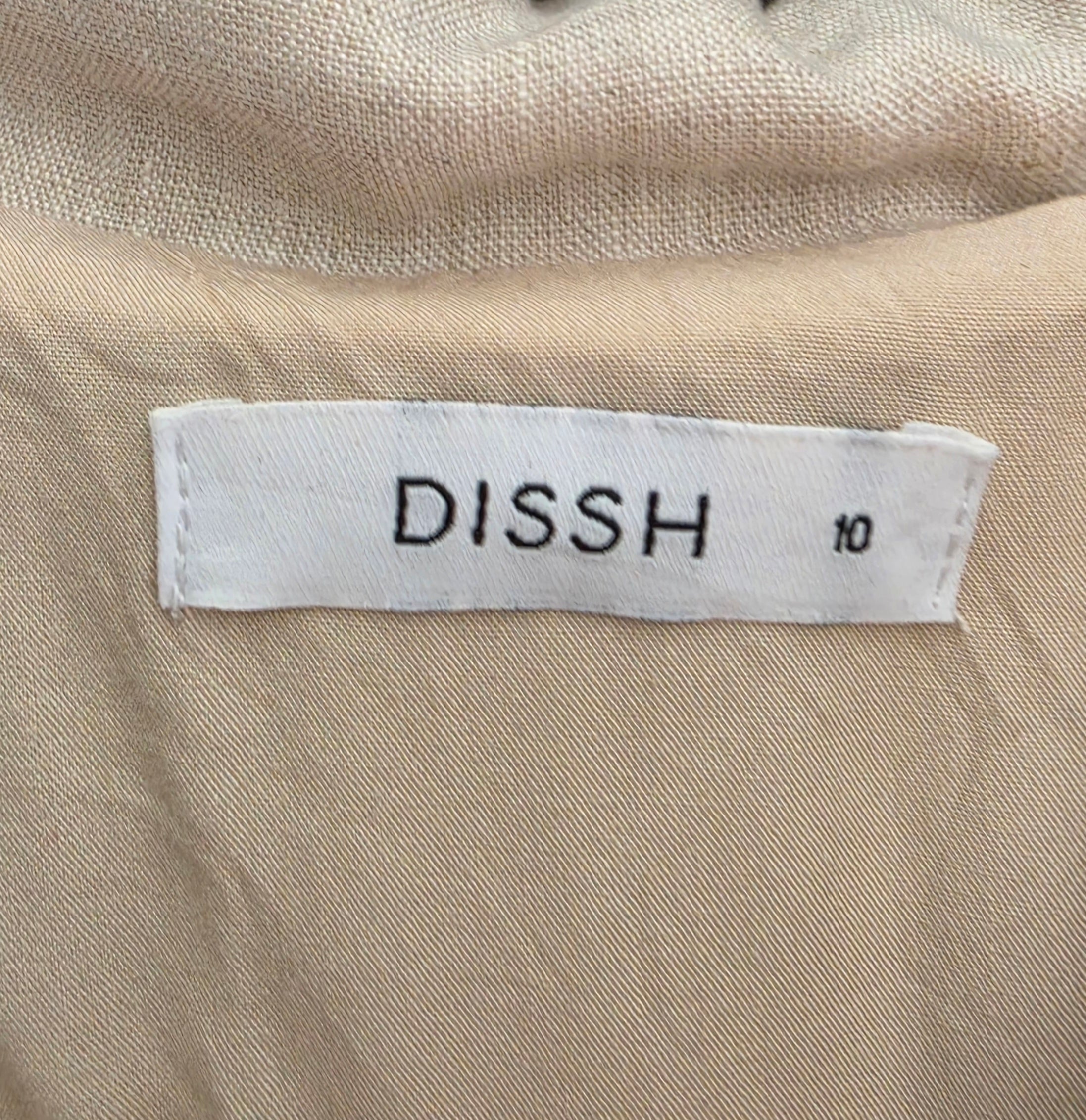 Dissh wijde linnen mini jurk beige M 38 resortwear tweedehands dames designer