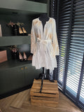 Greek Archaic Kori korte jurk wit goud S 36 katoen tweedehands dames designer resortwear
