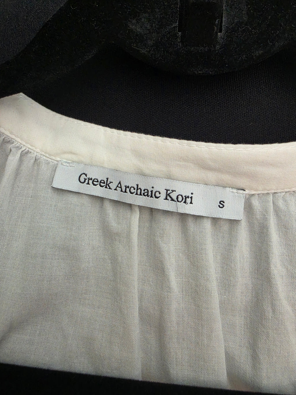 Greek Archaic Kori korte jurk wit goud S 36 katoen tweedehands dames designer resortwear