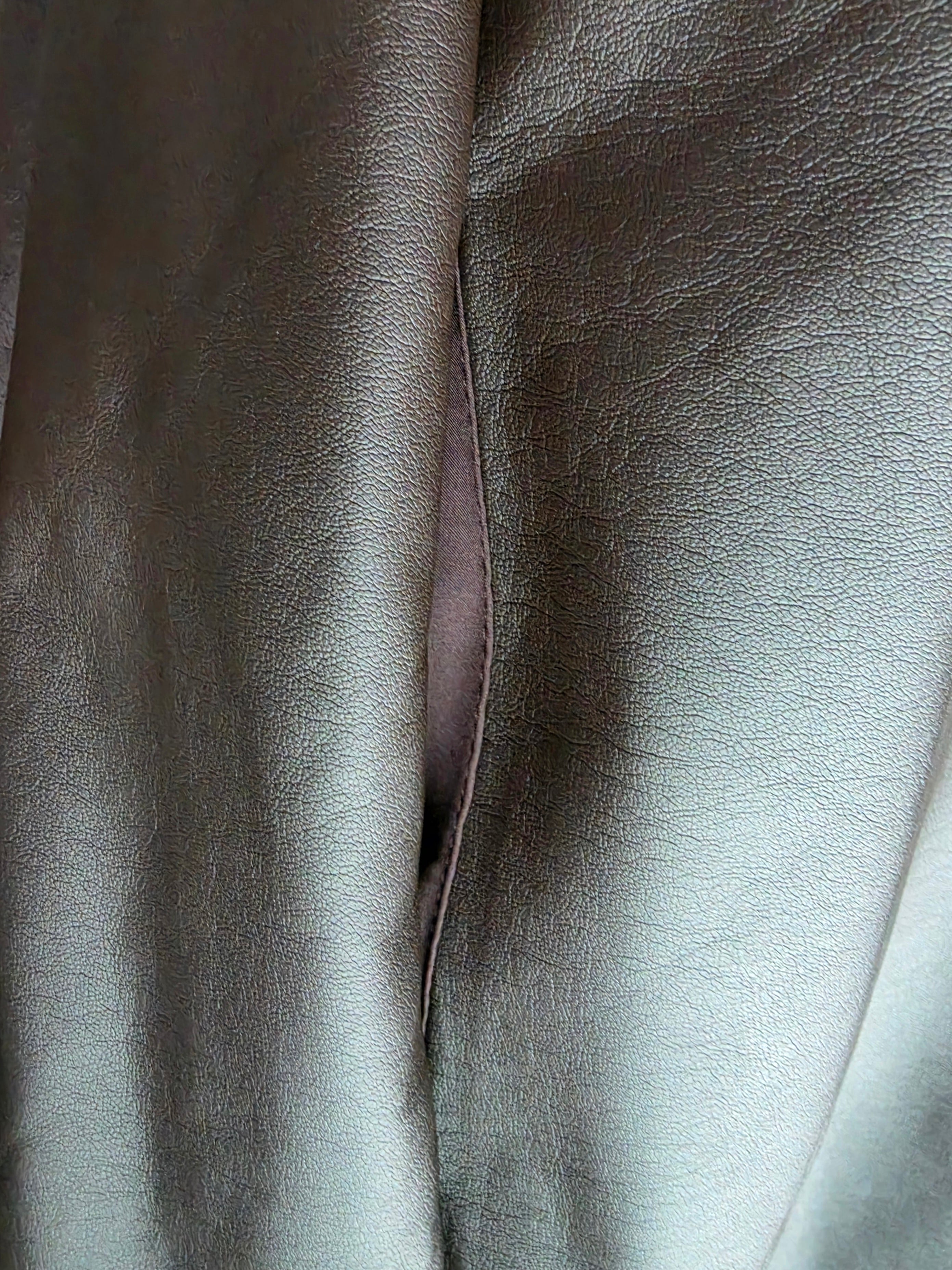 Source Unknow v hals maxi jurk nep leer S 36 oversized mouwloos bruin tweedehands designer dames