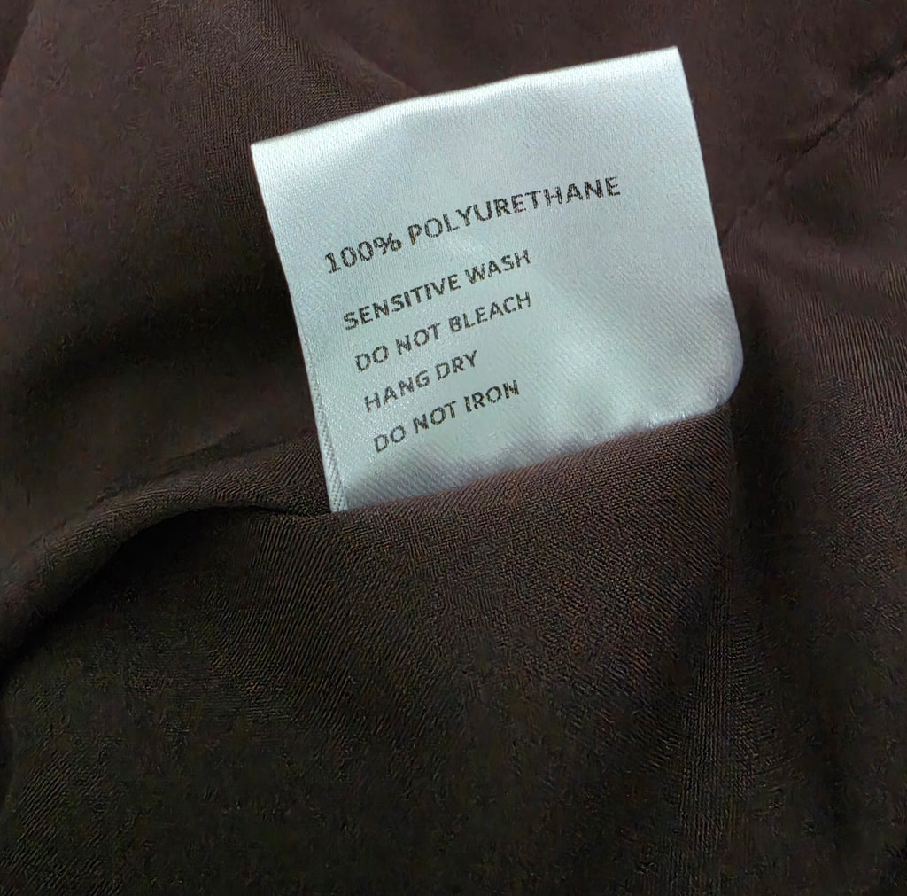 Source Unknow v hals maxi jurk nep leer S 36 oversized mouwloos bruin tweedehands designer dames