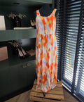 Minus lange maxi jurk Falina oranje roze 38 M tweedehands dames