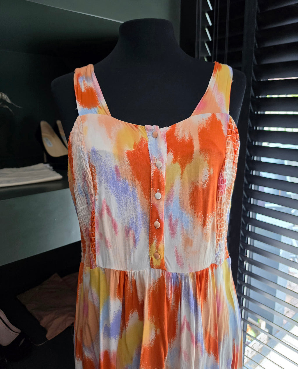 Minus lange maxi jurk Falina oranje roze 38 M tweedehands dames