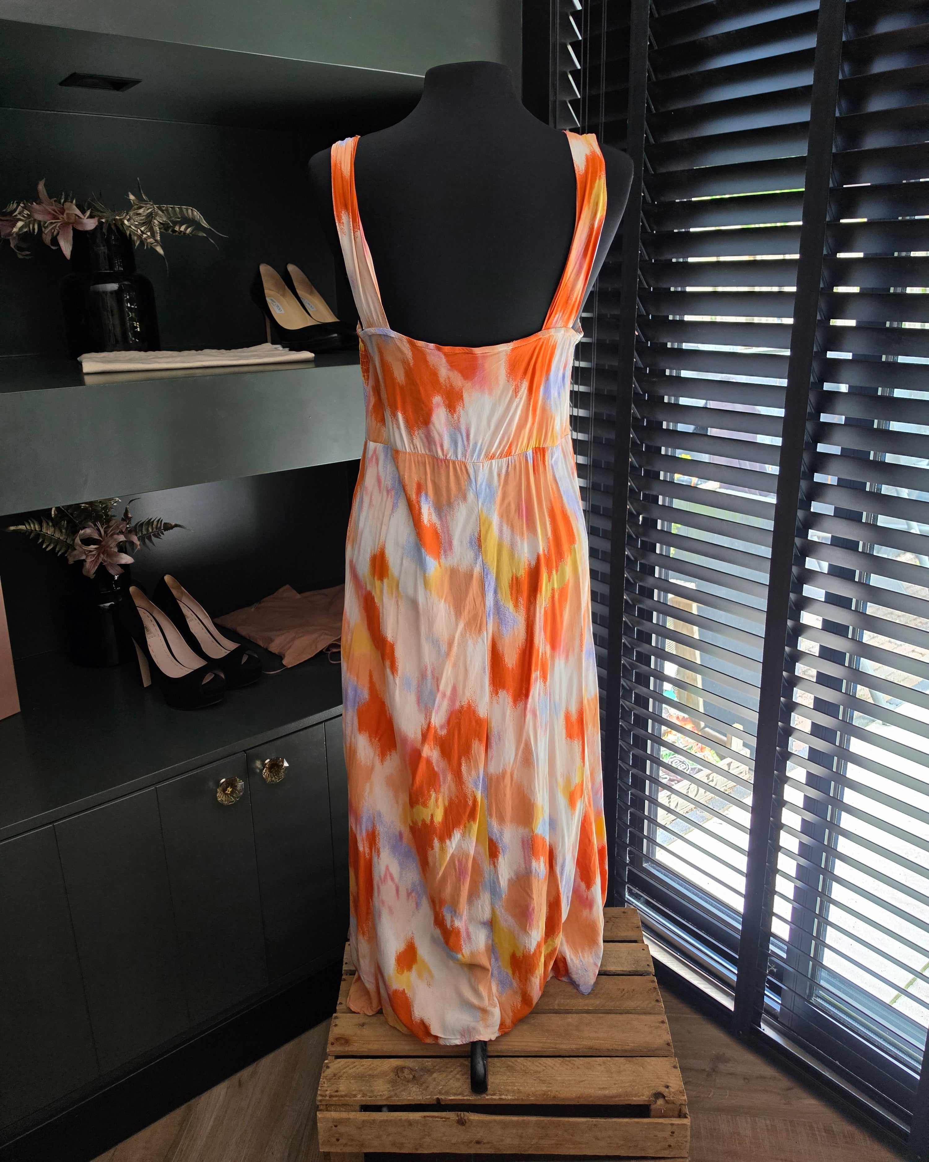Minus lange maxi jurk Falina oranje roze 38 M tweedehands dames
