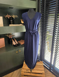 Knit-ted v hals mouwloze midi jurk Maan blauw S 36 M 38 ongedragen tweedehands designer dames