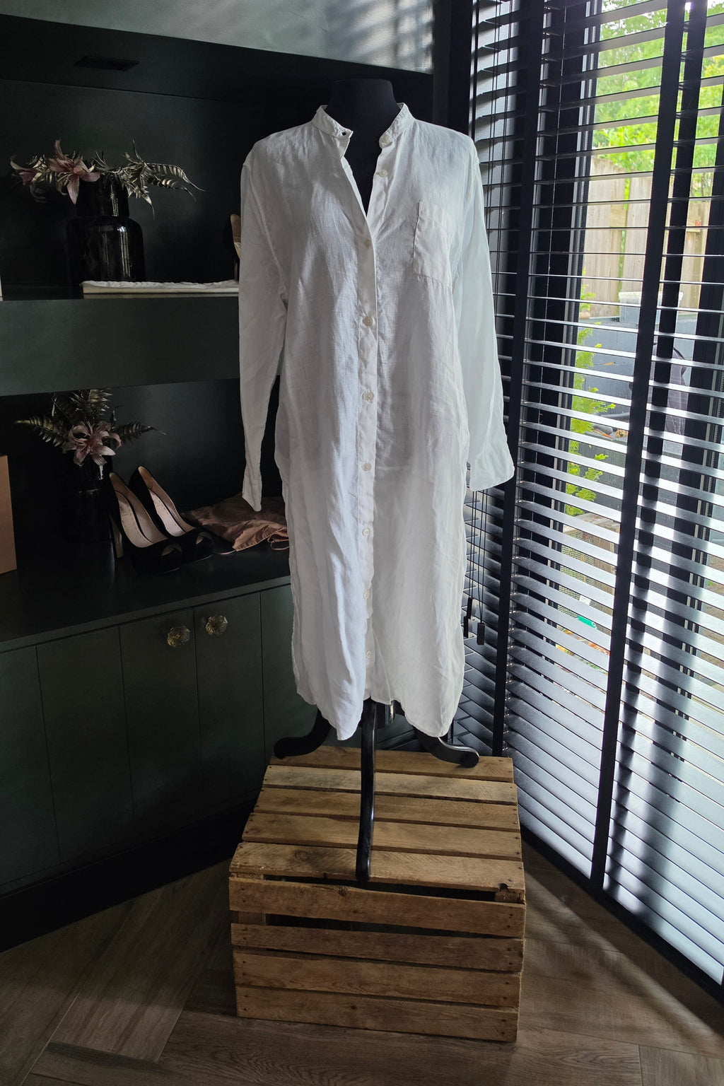 Mrs Mood Portugal linnen midi jurk L 40 tweedehands dames