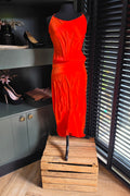 Rabens Saloner setje rok & top oranje satijnlook S 36 tweedehands designer dames