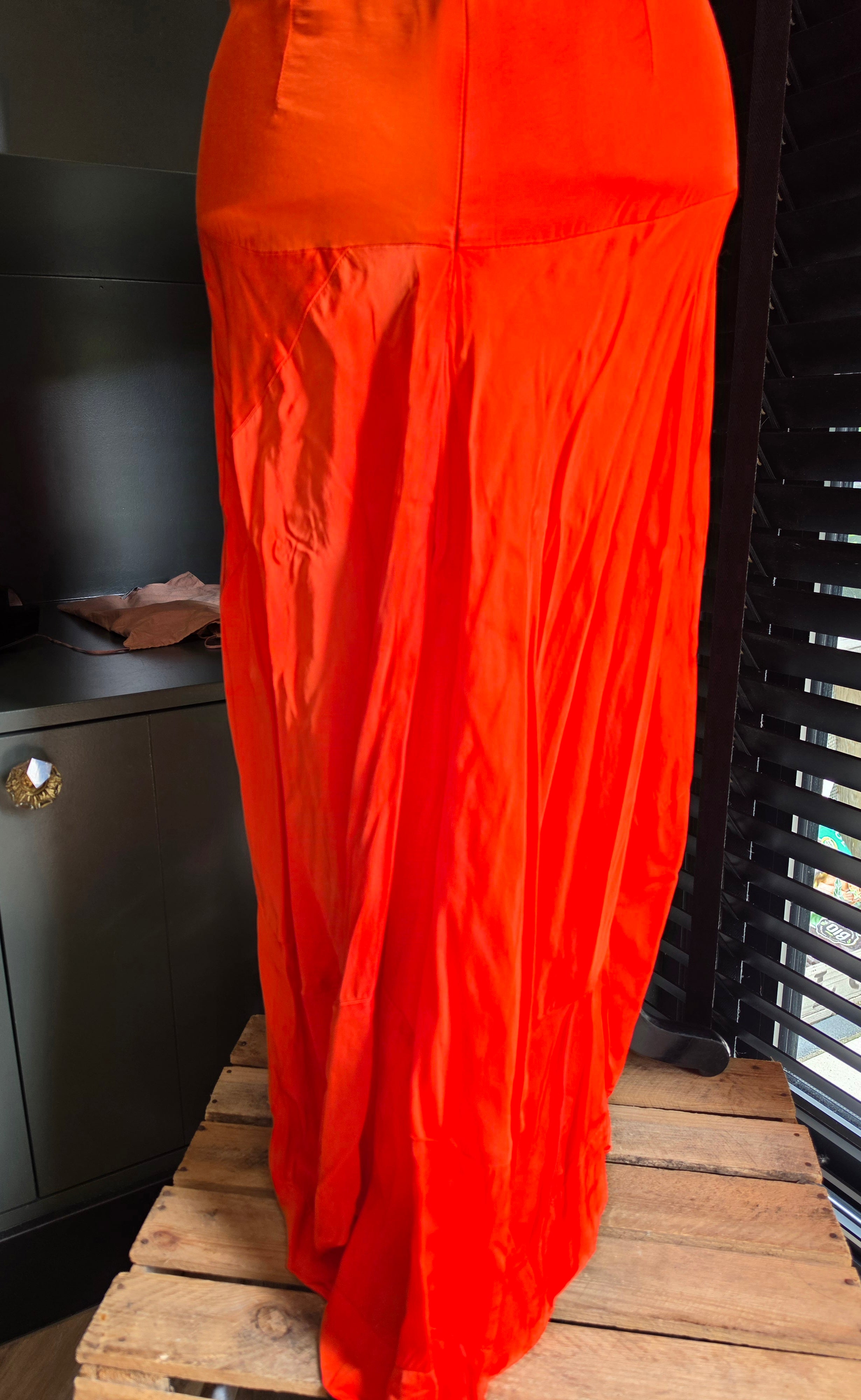 Rabens Saloner setje rok & top oranje satijnlook S 36 tweedehands designer dames