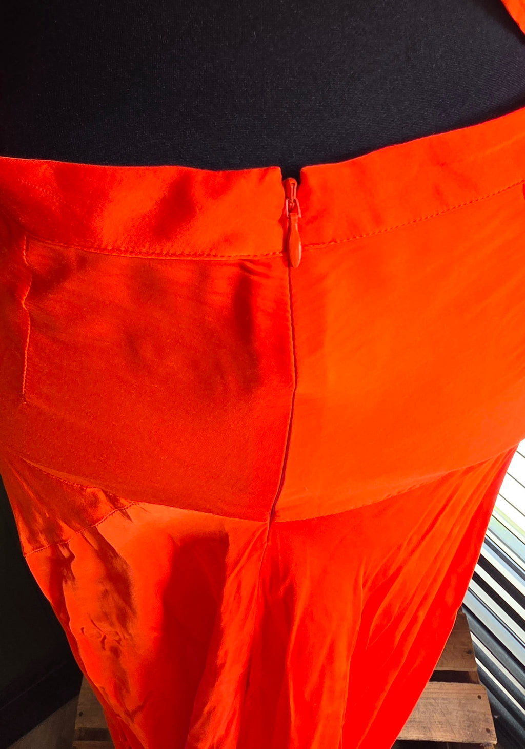 Rabens Saloner setje rok & top oranje satijnlook S 36 tweedehands designer dames