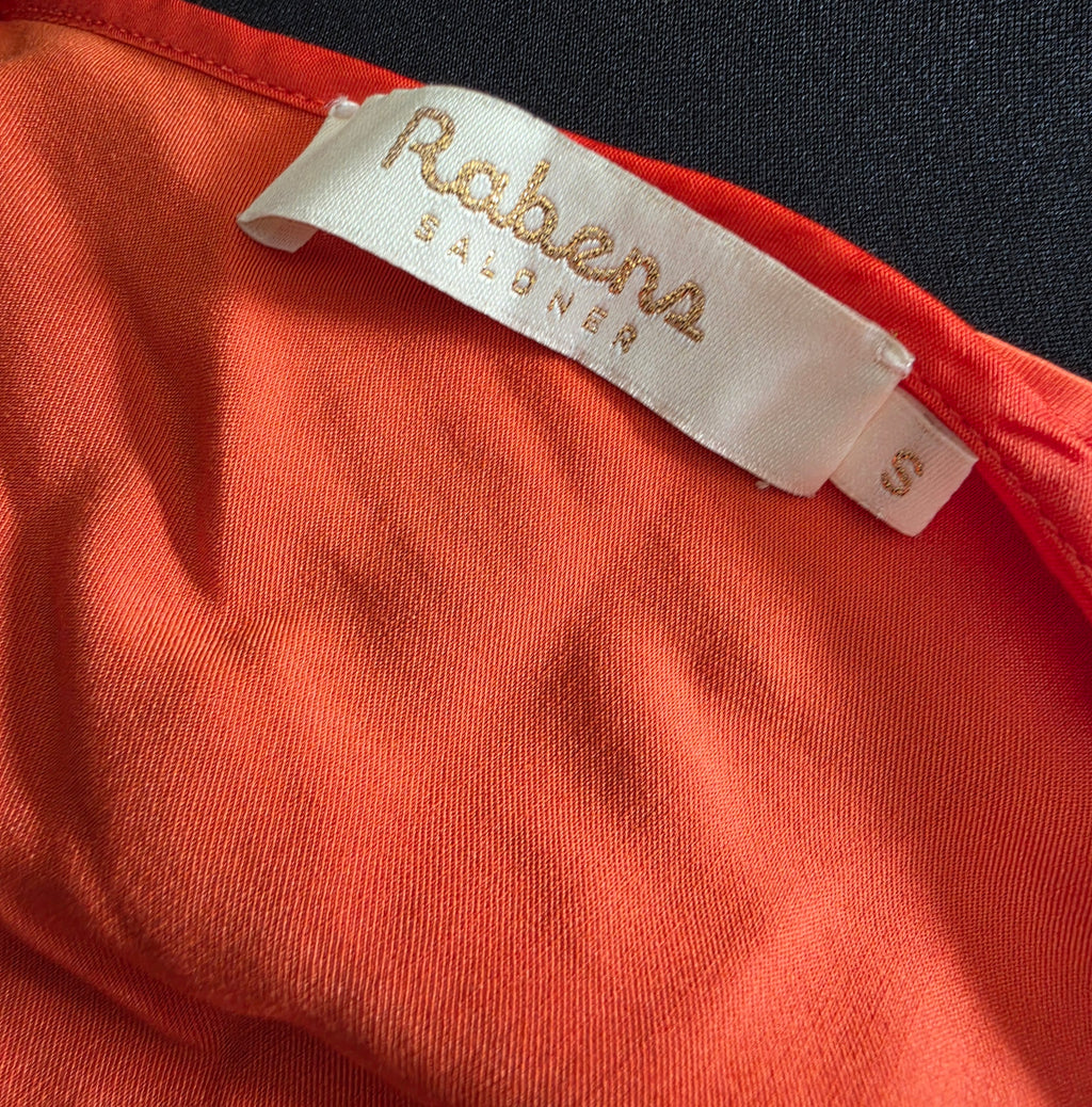 Rabens Saloner setje rok & top oranje satijnlook S 36 tweedehands designer dames