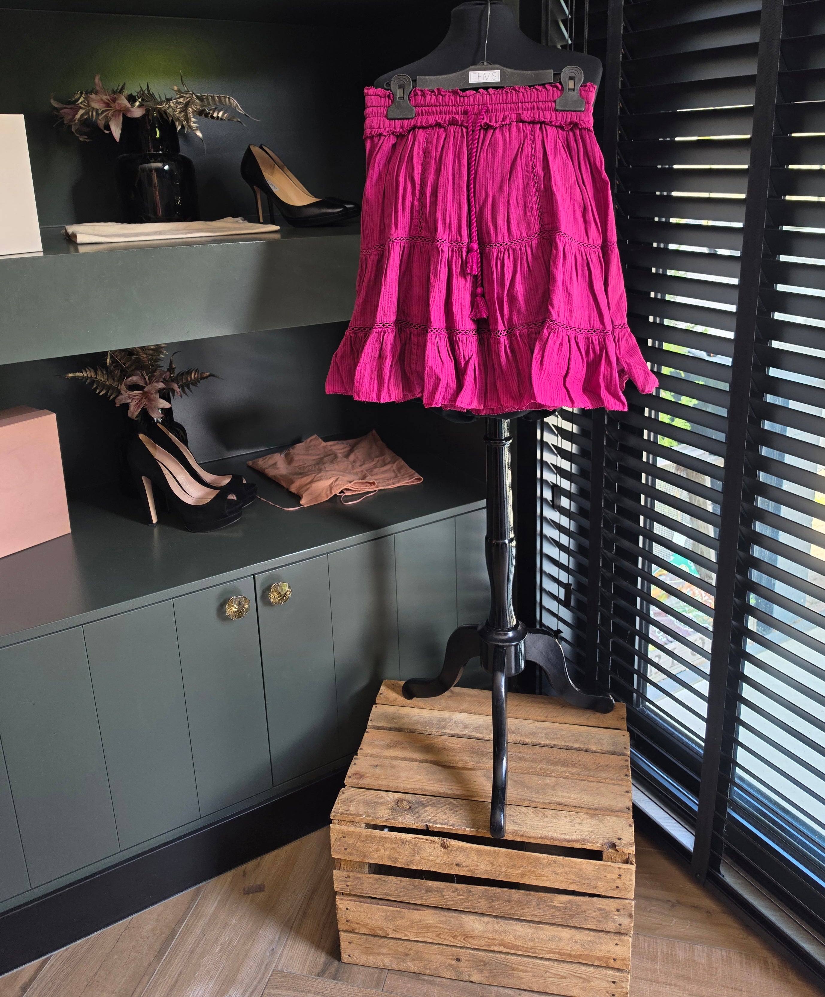 Isabel Marant Etoile rok Lioline roze 38 M katoen linnen tweedehands designer dames