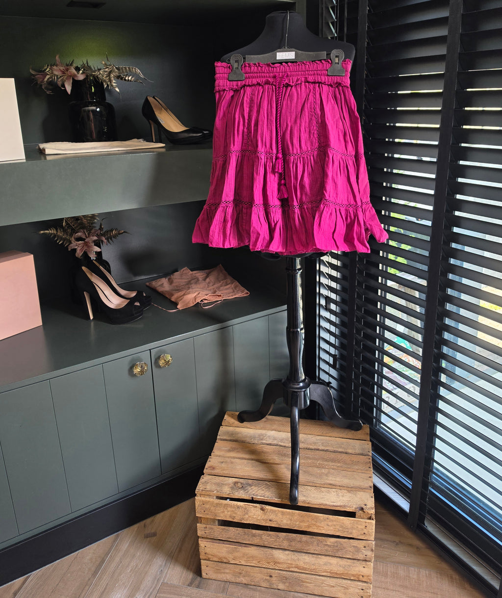 Isabel Marant Etoile rok Lioline roze 38 M katoen linnen tweedehands designer dames