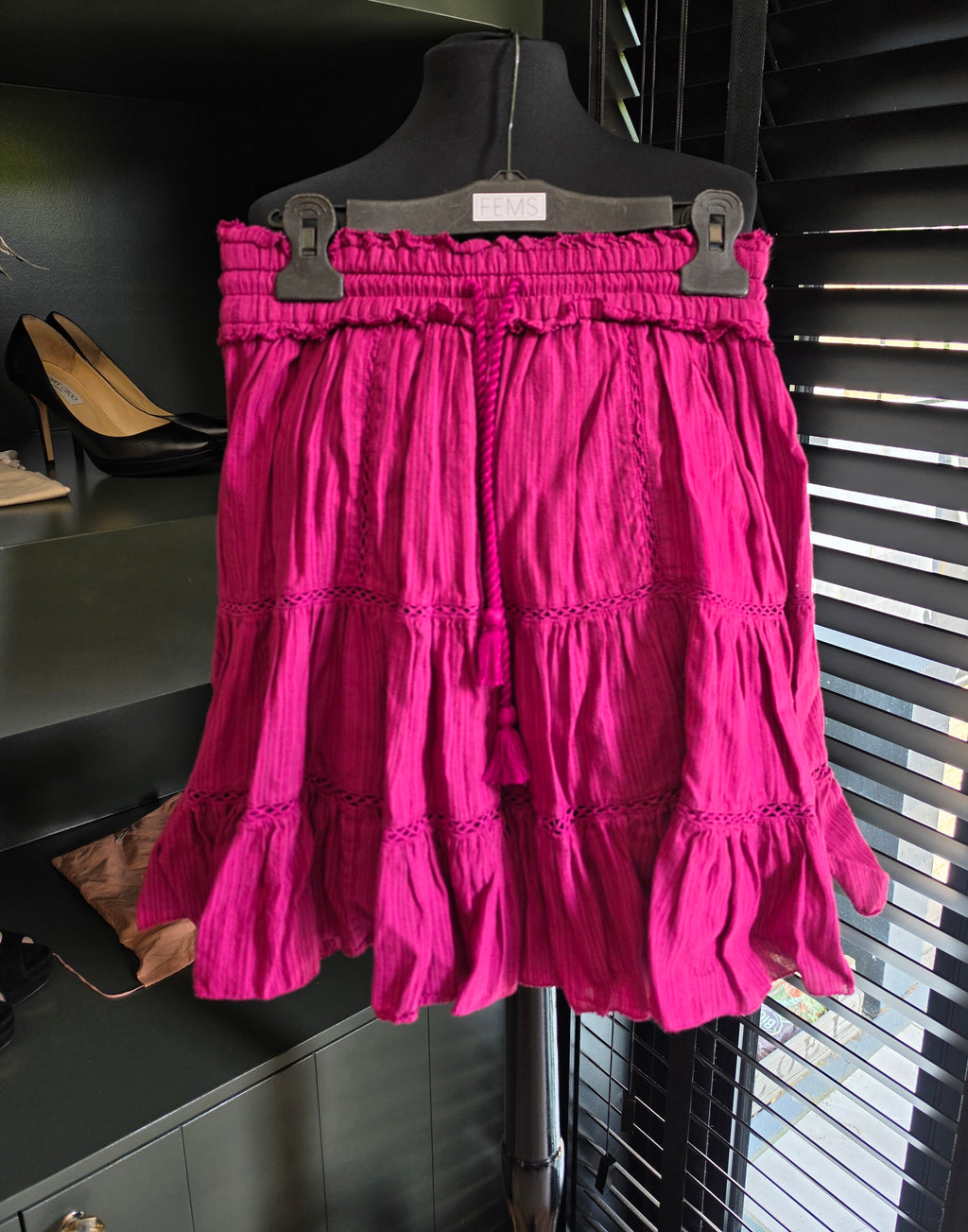 Isabel Marant Etoile rok Lioline roze 38 M katoen linnen tweedehands designer dames
