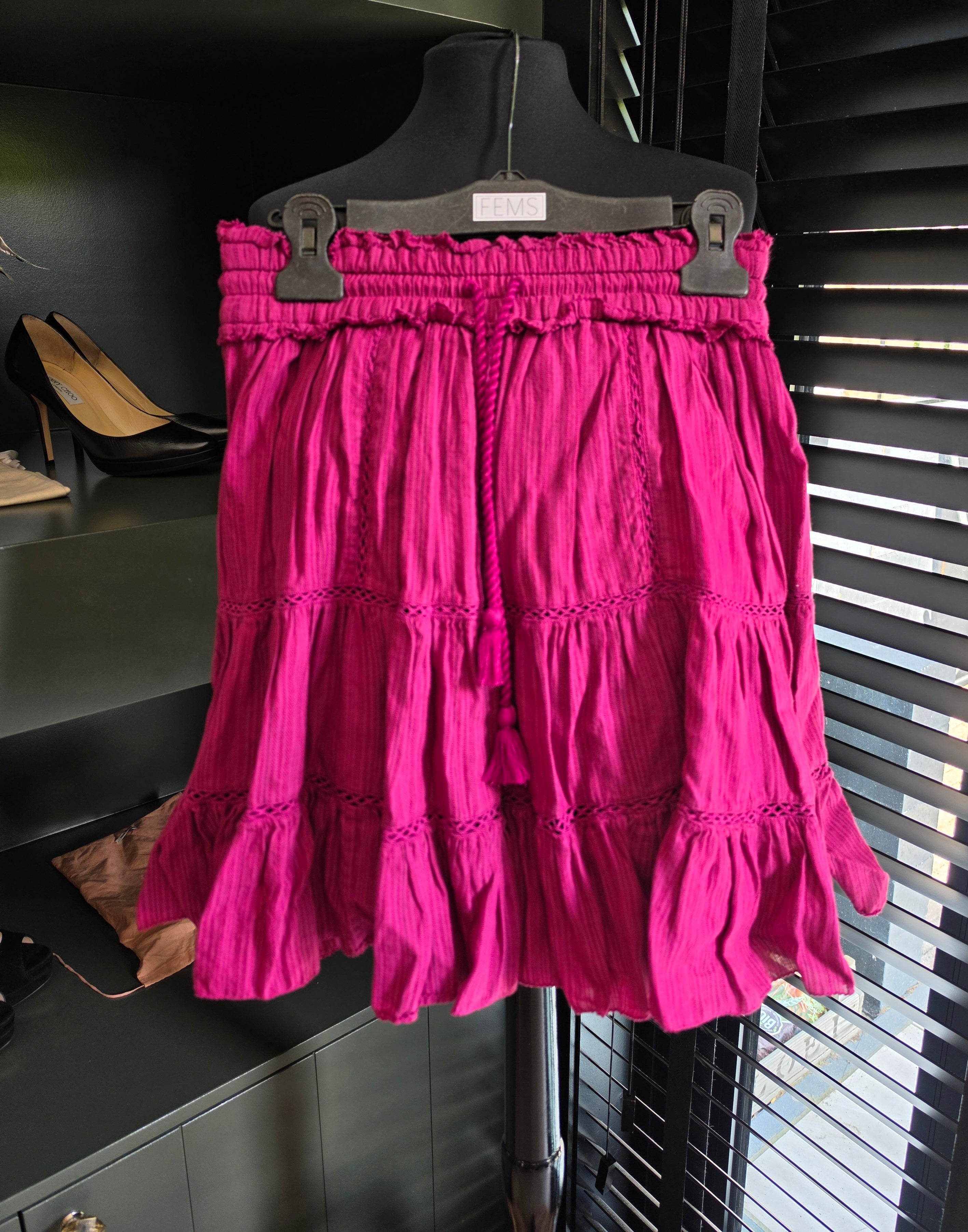 Isabel Marant Etoile rok Lioline roze 38 M katoen linnen tweedehands designer dames