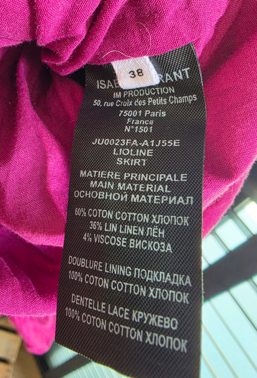 Isabel Marant Etoile rok Lioline roze 38 M katoen linnen tweedehands designer dames