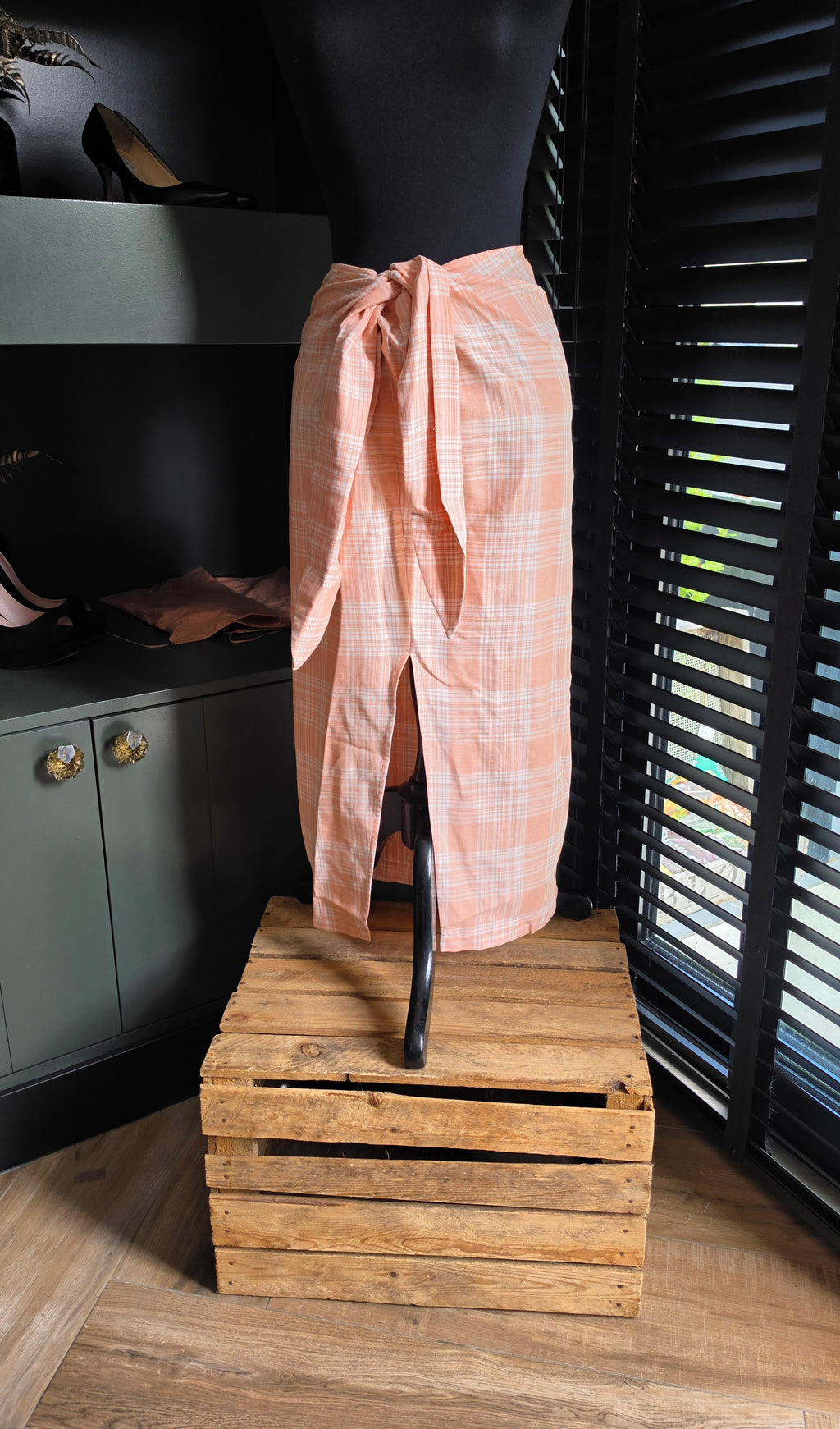 March23 knoop midi rok split xs 34 linnen tweedehands dames