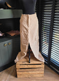 OAS cargo maxi rok beige S 36 katoen linnen tweedehands dames
