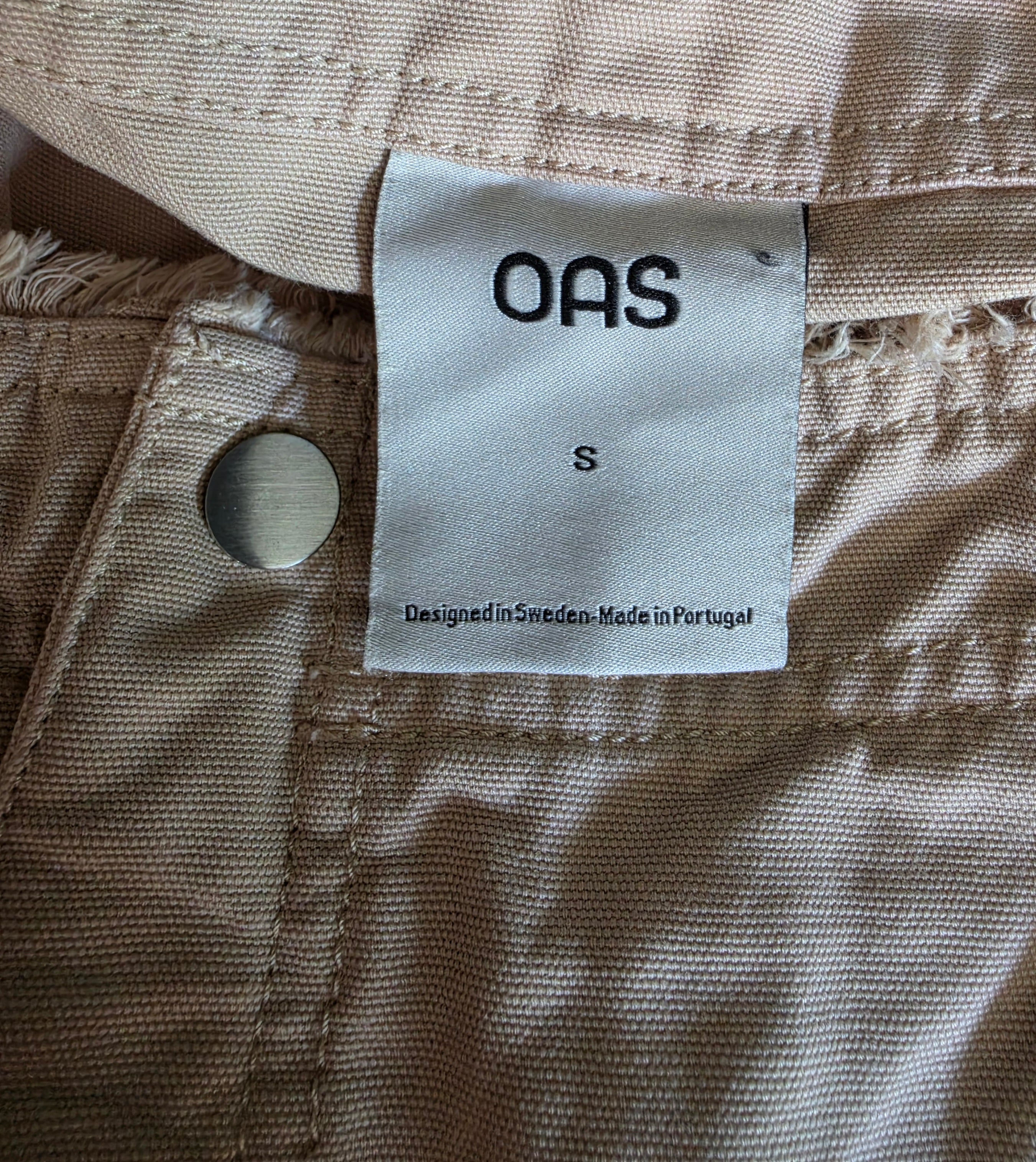 OAS cargo maxi rok beige S 36 katoen linnen tweedehands dames