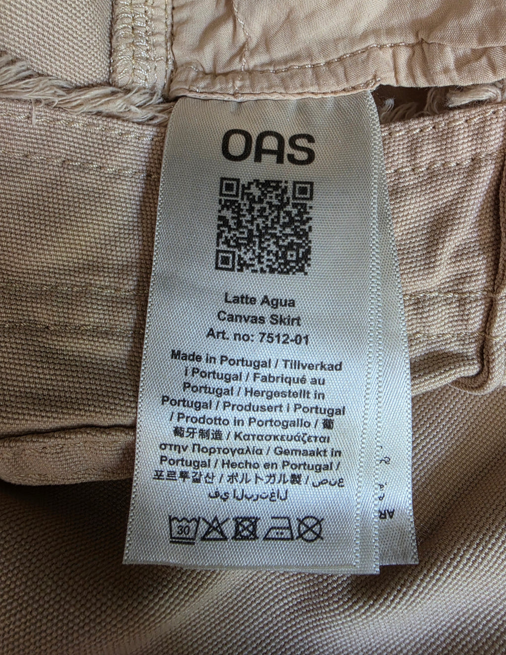 OAS cargo maxi rok beige S 36 katoen linnen tweedehands dames