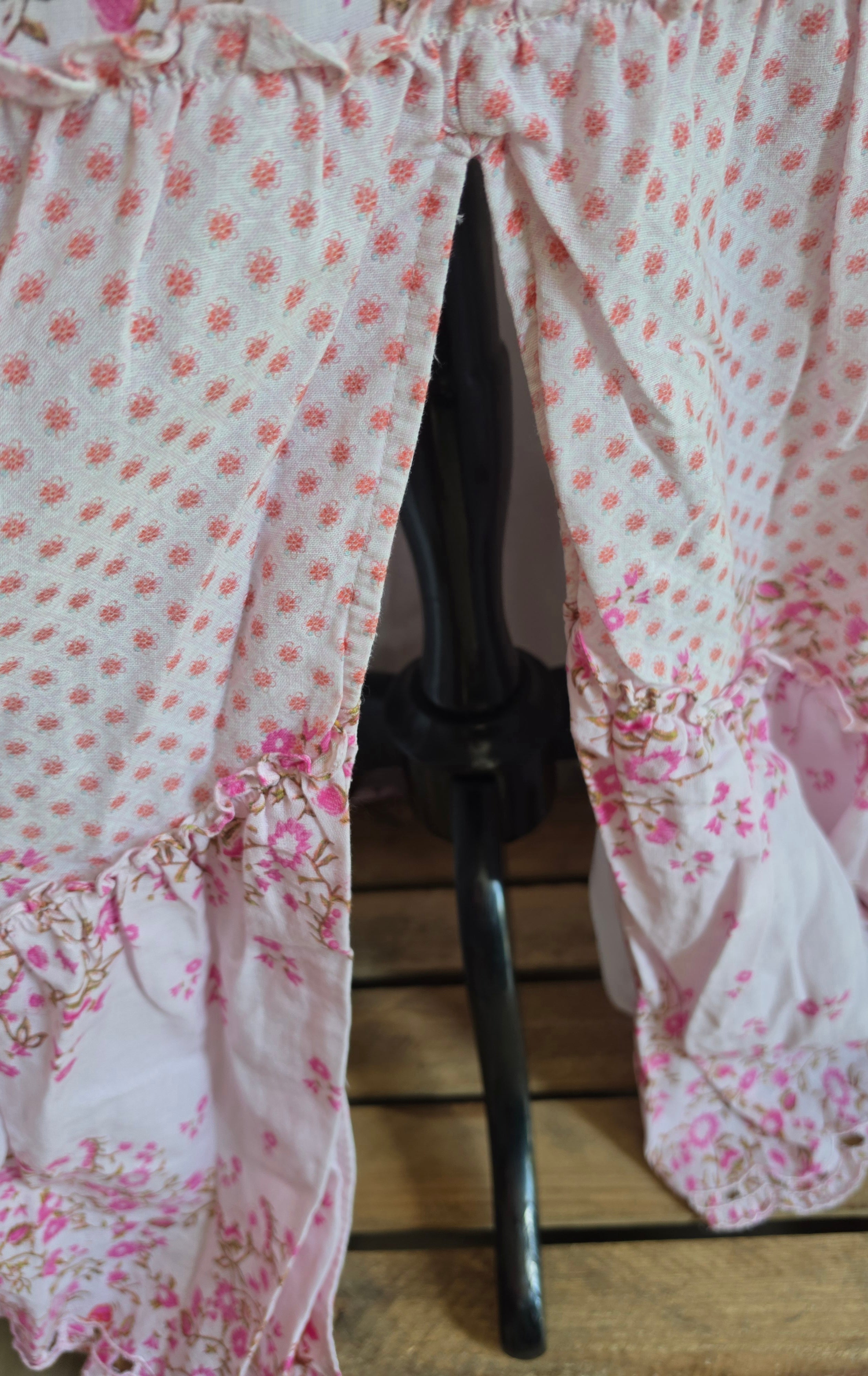 Hemant & Nandita floral ibiza boho midi rok resortwear roze M 38 tweedehands dames designer