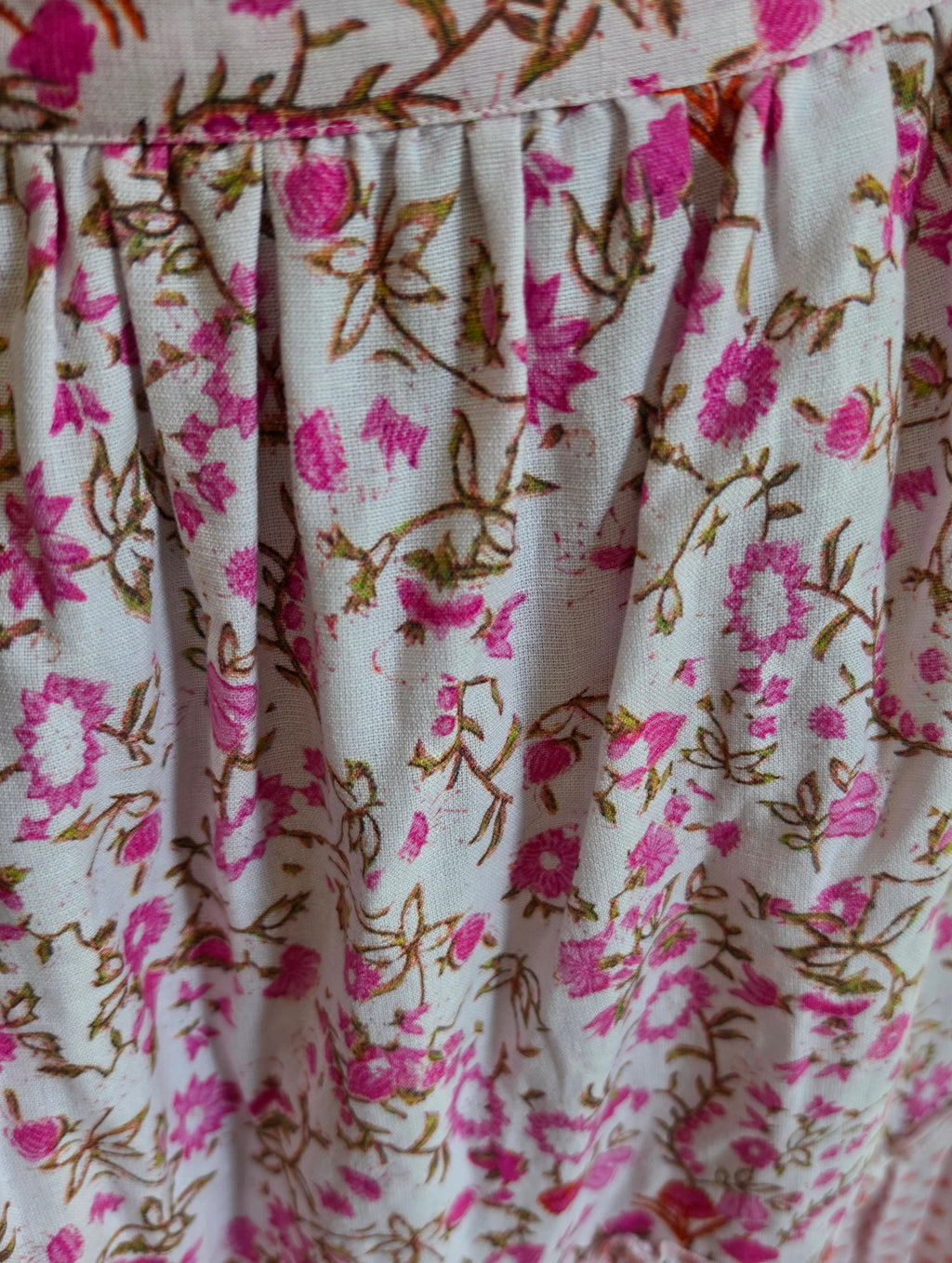 Hemant & Nandita floral ibiza boho midi rok resortwear roze M 38 tweedehands dames designer