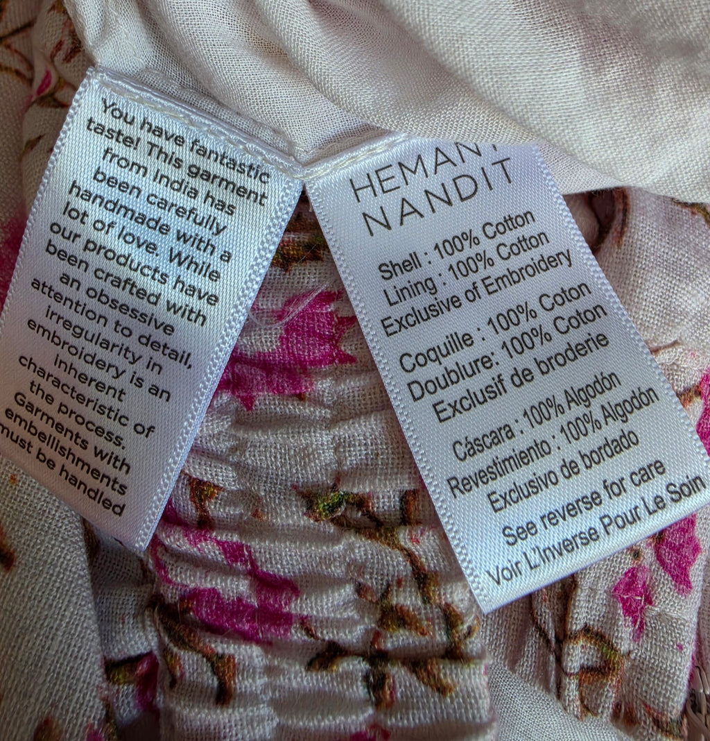 Hemant & Nandita floral ibiza boho midi rok resortwear roze M 38 tweedehands dames designer