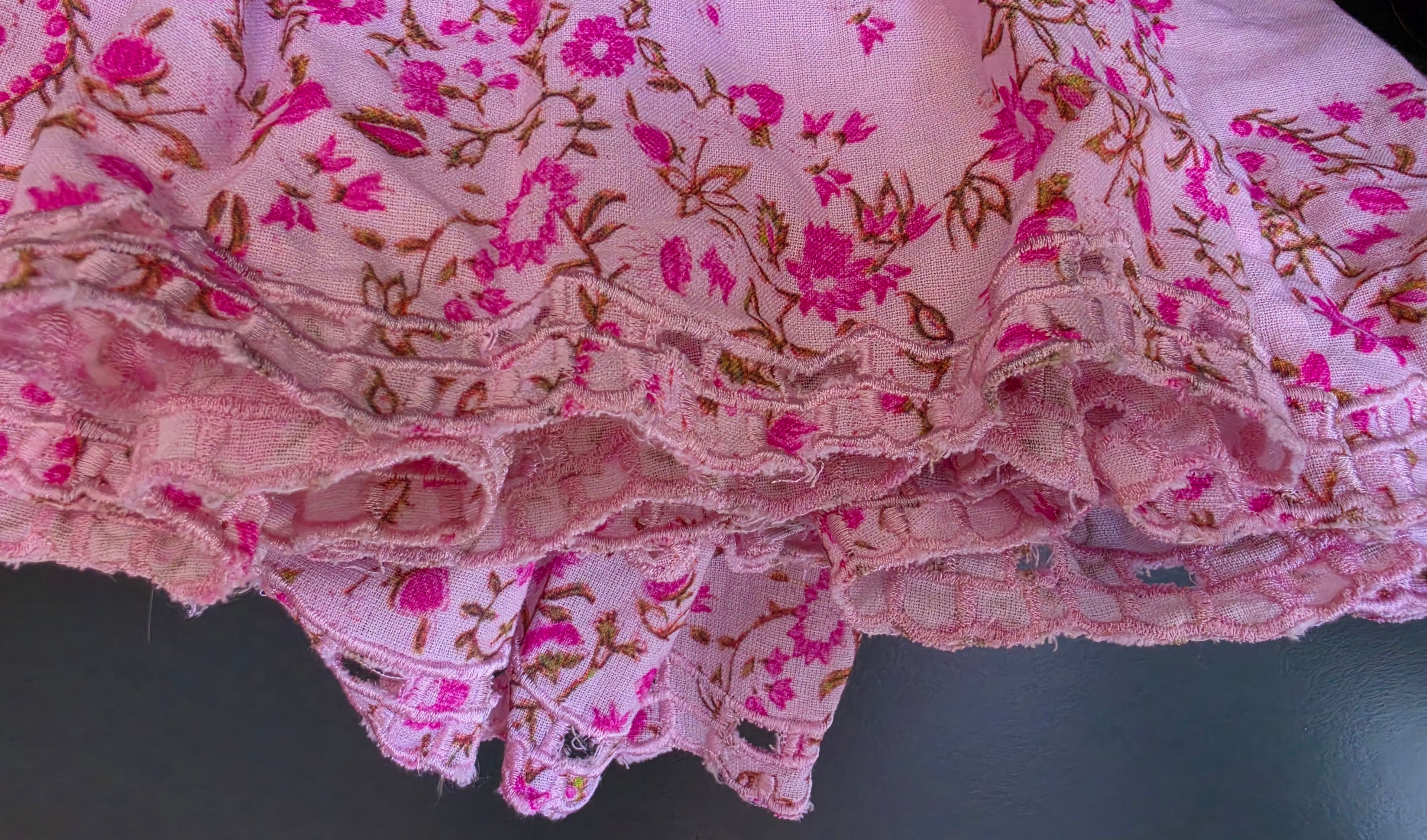 Hemant & Nandita floral ibiza boho midi rok resortwear roze M 38 tweedehands dames designer