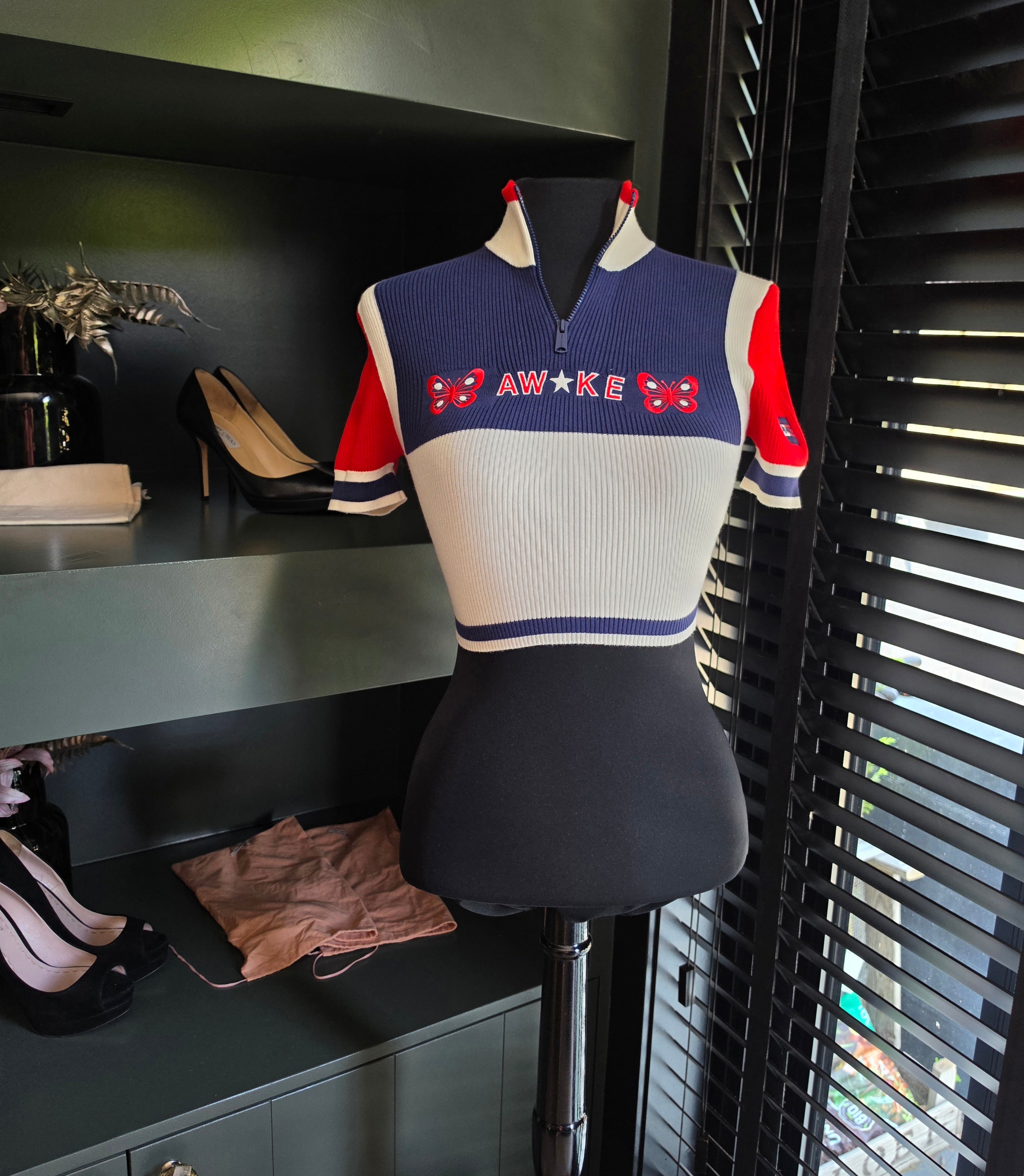 Tommy Hilfiger x Awake NY Racer knit top xxs 34 tweedehands dames