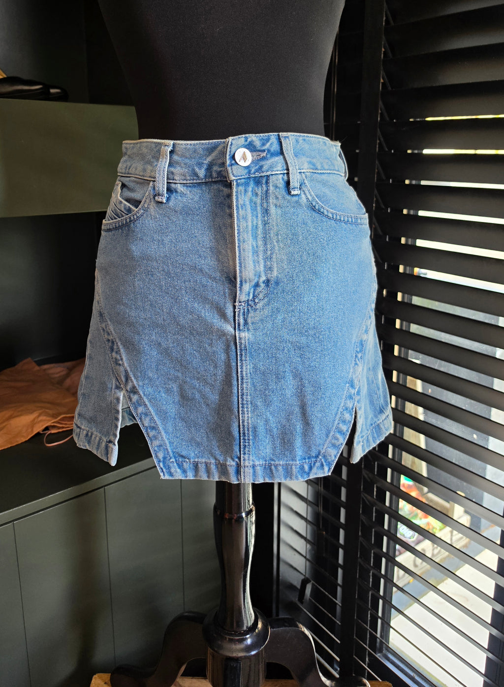 The Attico mid blue washed jeans spijkerrok mini xs 34 tweedehands dames designer