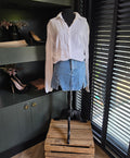 Aere 100% linnen blouse wit 40 L tweedehands dames designer