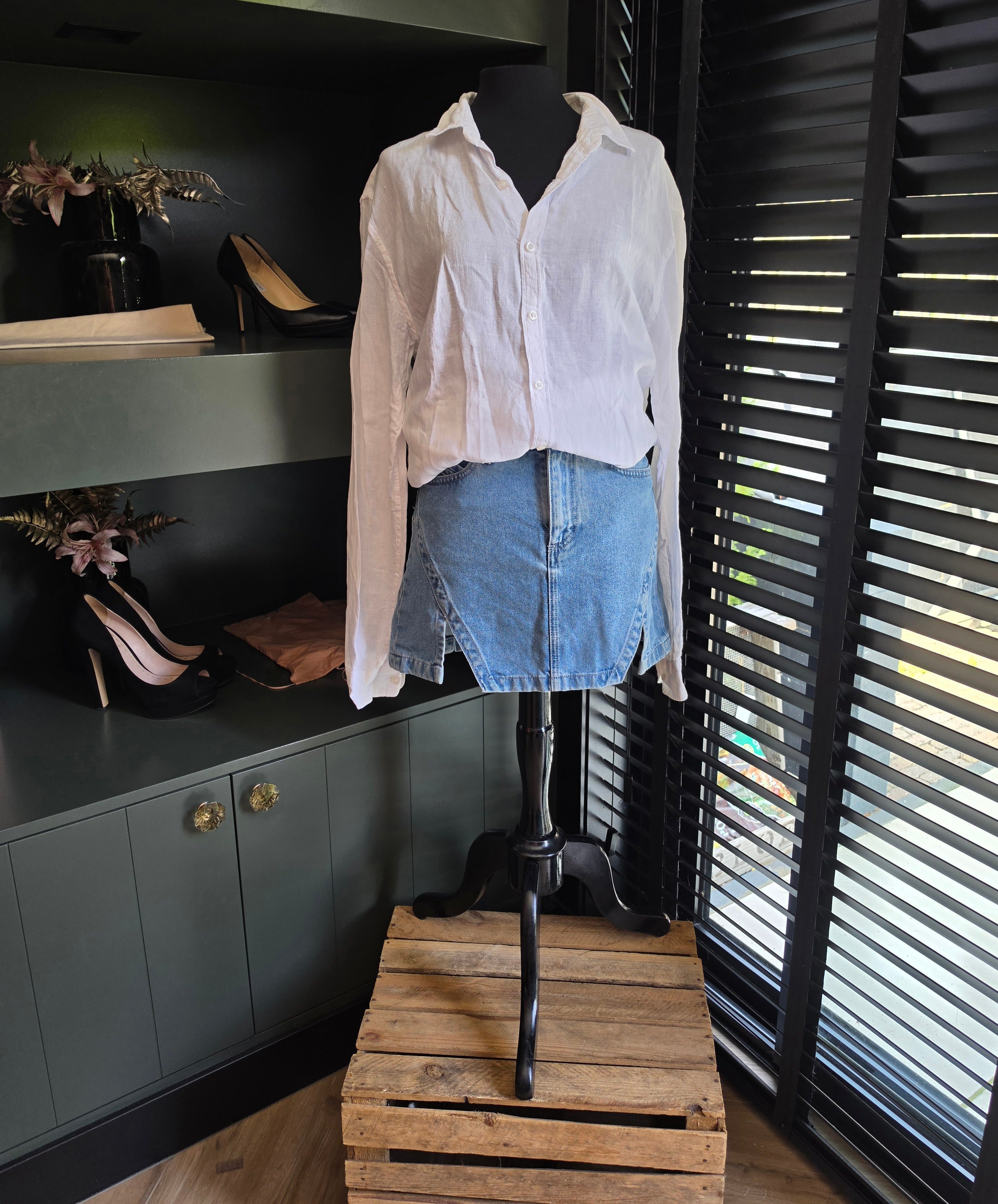 Aere 100% linnen blouse wit 40 L tweedehands dames designer