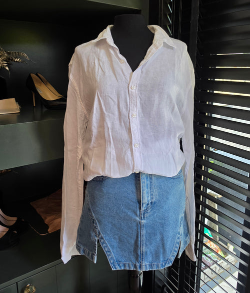 Aere 100% linnen blouse wit 40 L tweedehands dames designer