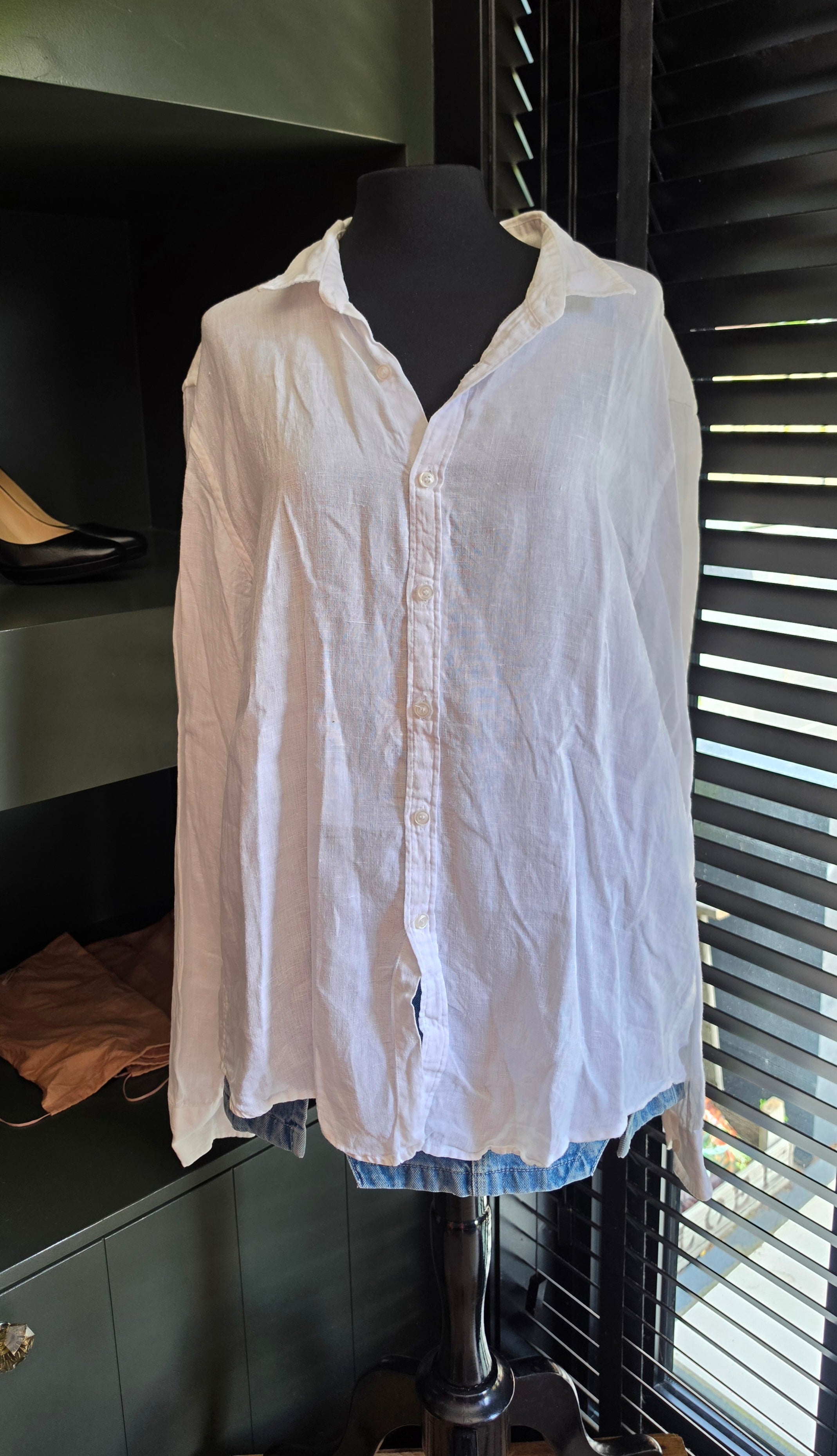 Aere 100% linnen blouse wit 40 L tweedehands dames designer