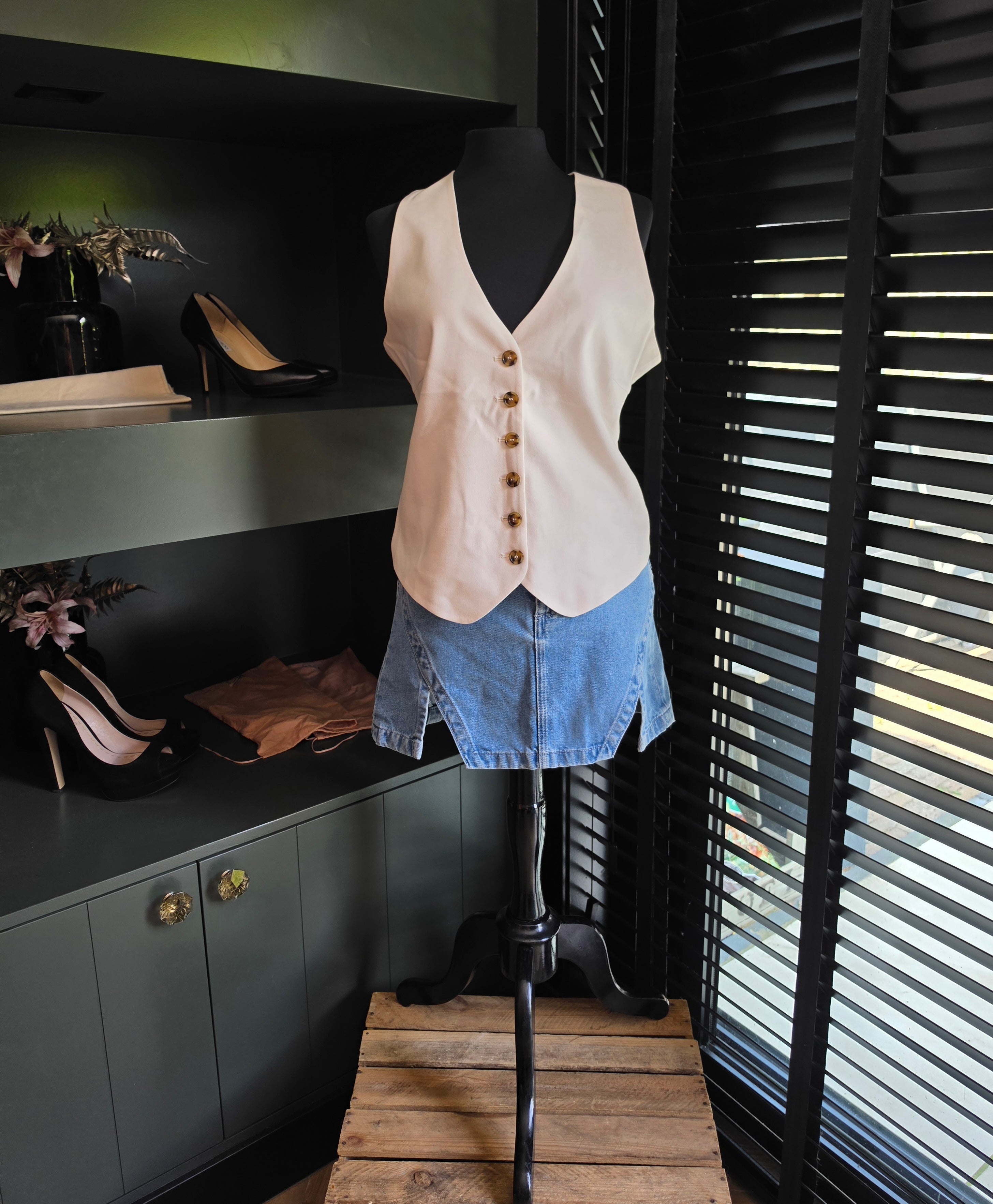 Rat & Boa Blanca waistcoat gilet top creme wit xl tweedehands dames designer