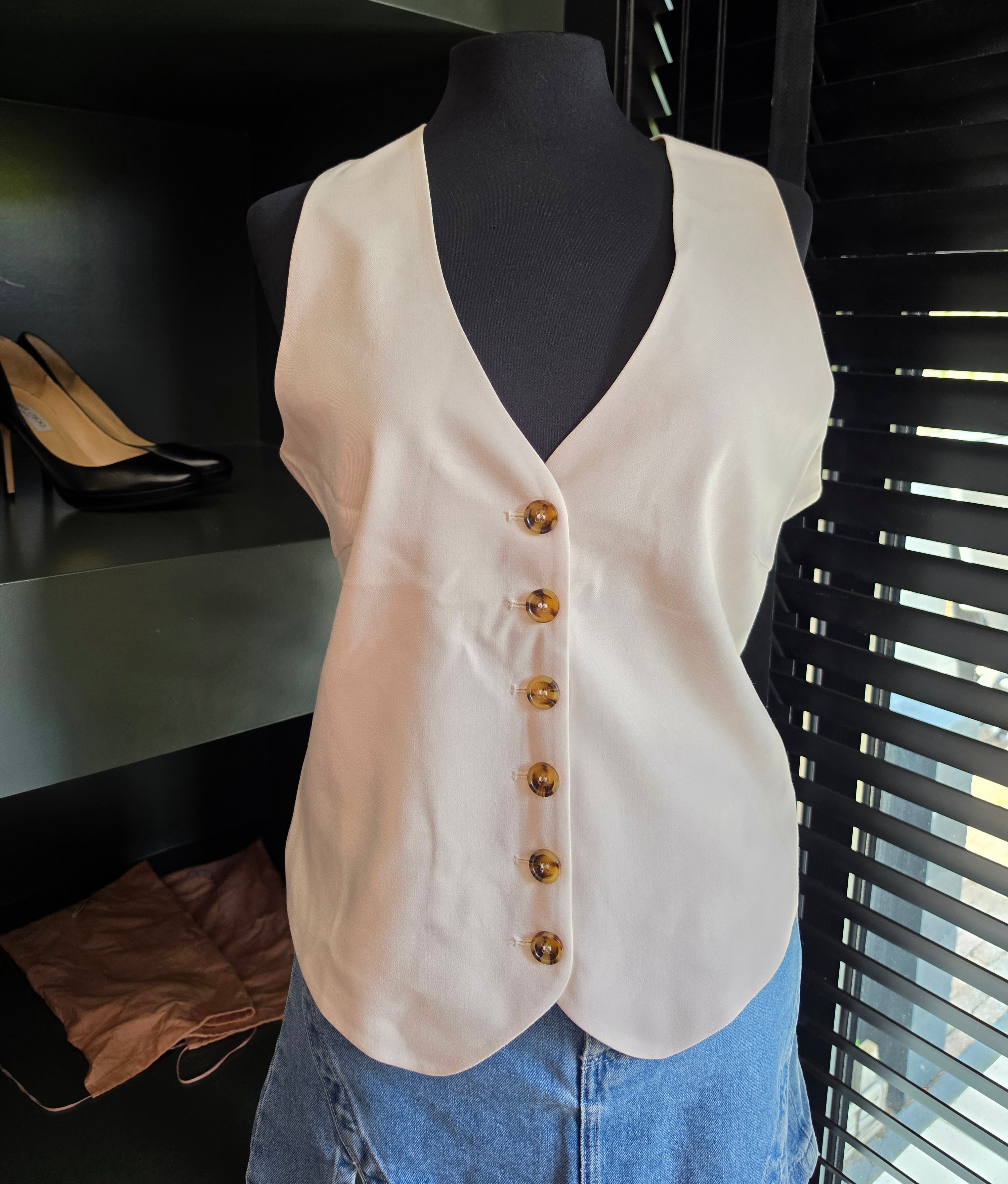 Rat & Boa Blanca waistcoat gilet top creme wit xl tweedehands dames designer