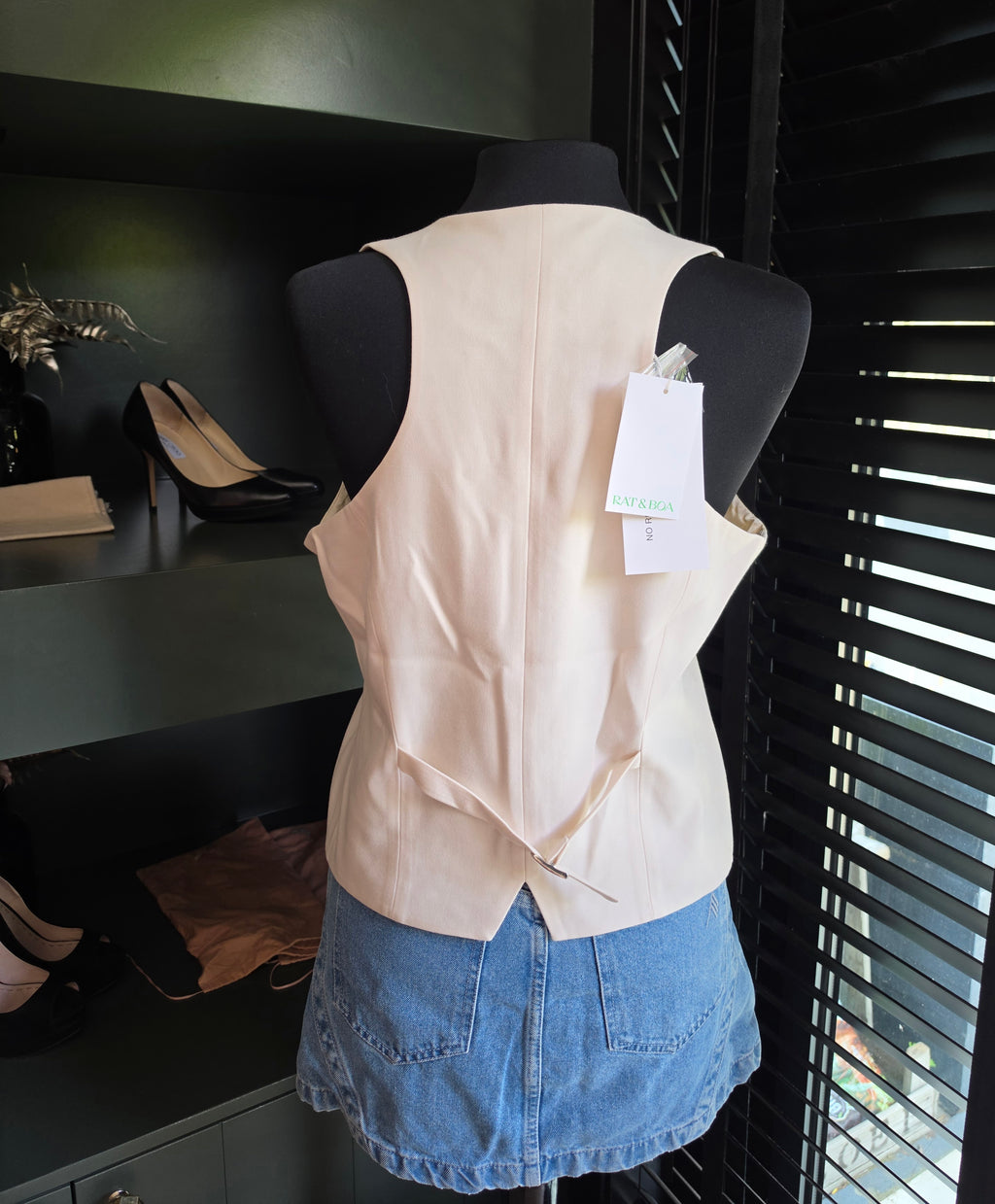 Rat & Boa Blanca waistcoat gilet top creme wit xl tweedehands dames designer