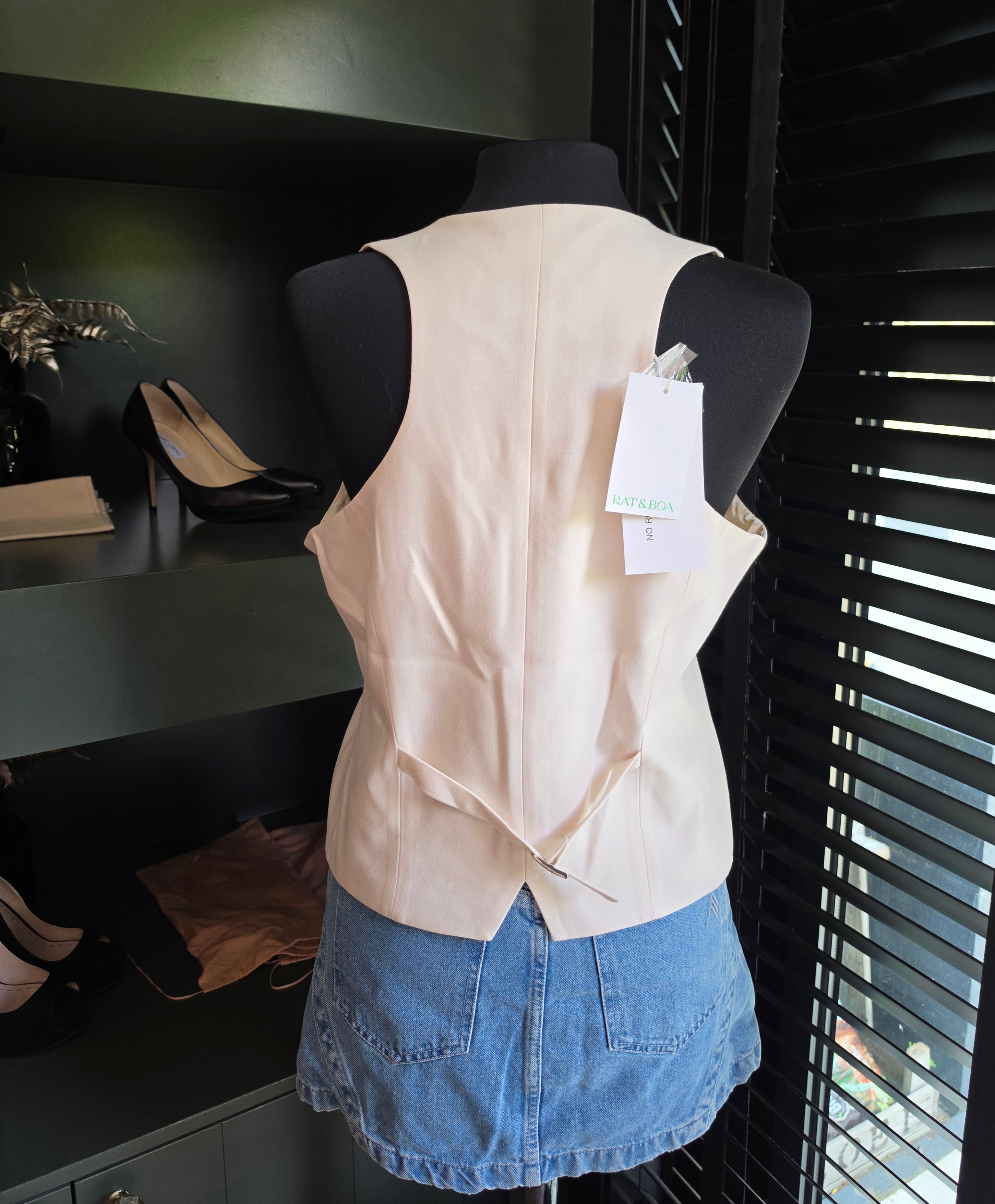 Rat & Boa Blanca waistcoat gilet top creme wit xl tweedehands dames designer