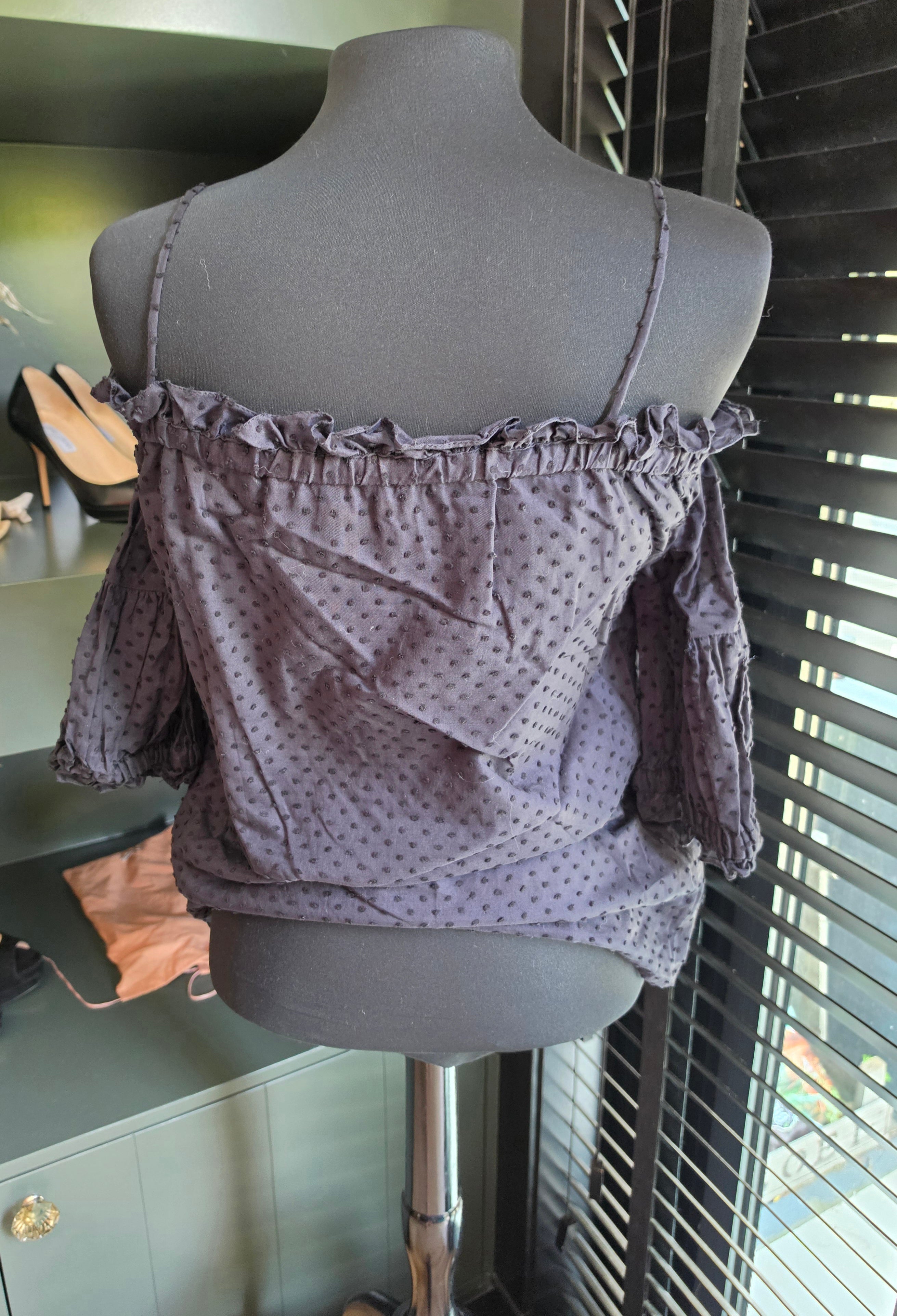 Vilshenko off shoulder broderie top zwart fr38 tweedehands designer dames