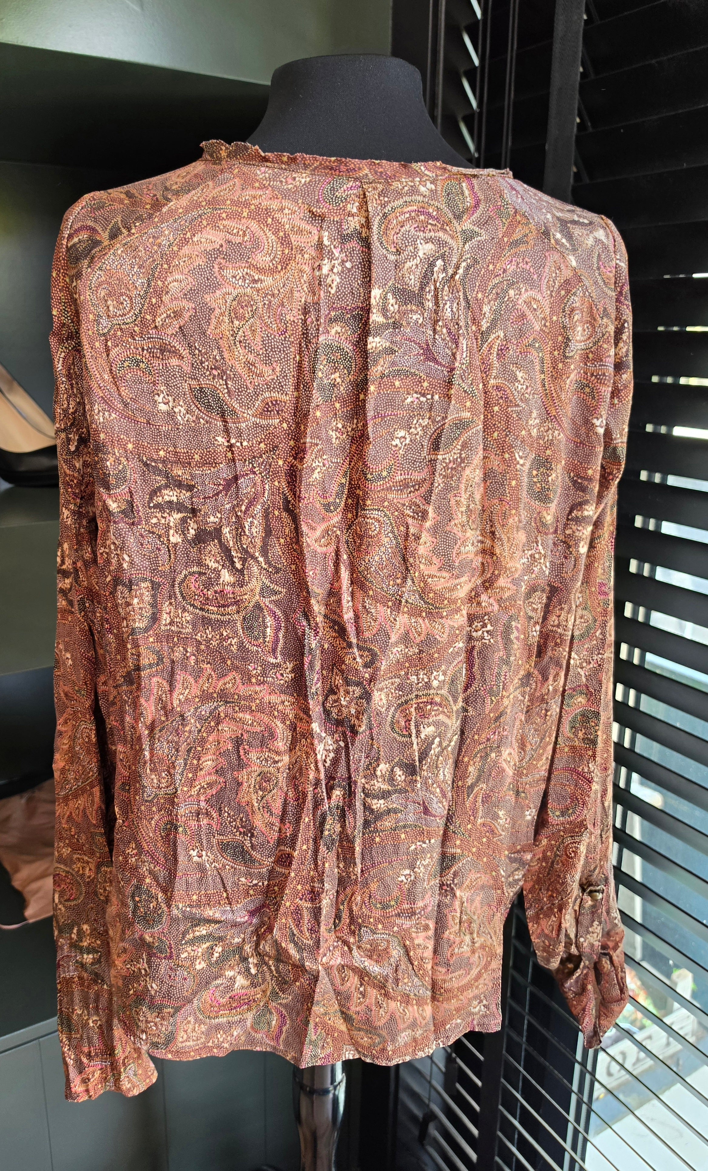 Dea Kudibal zijde blouse bruin rood L tweedehands dames designer
