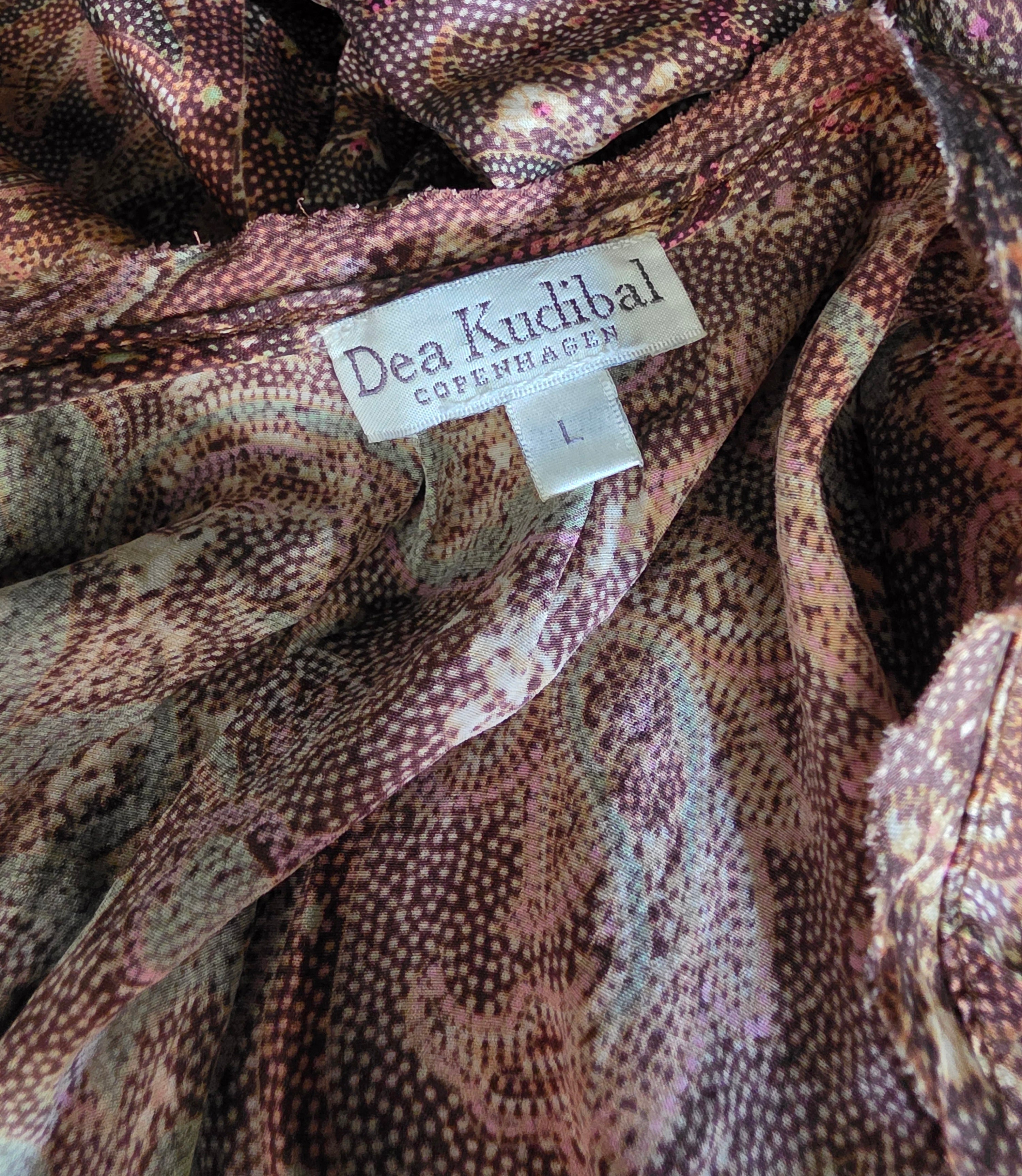Dea Kudibal zijde blouse bruin rood L tweedehands dames designer