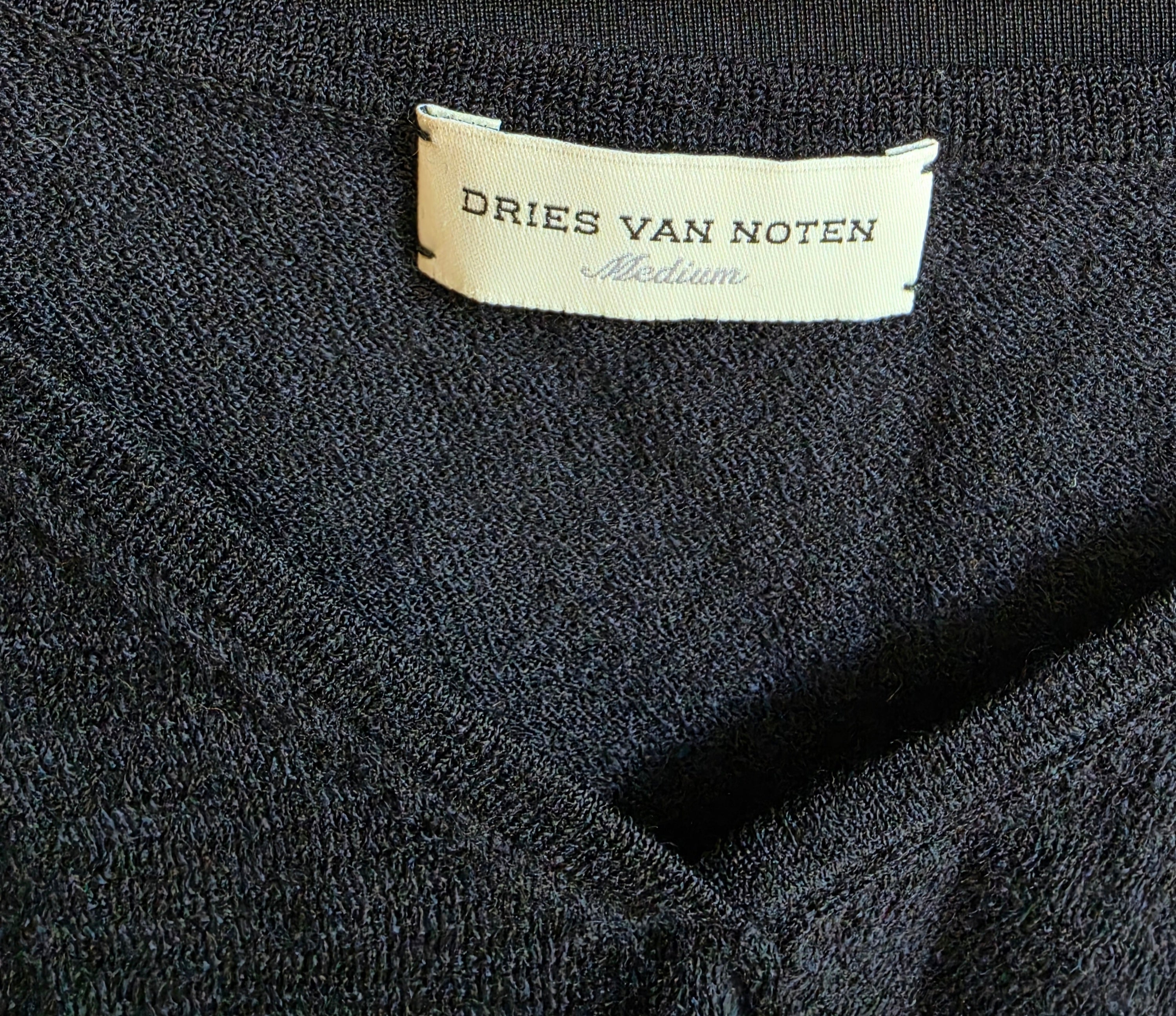 Dries van Noten mouwloze knit top v hals zwart wol 38 M tweedehands dames designer