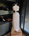 Cult Gaia Cameron knit midi dress off-white cut out L 40 nieuw tweedehands dames designer