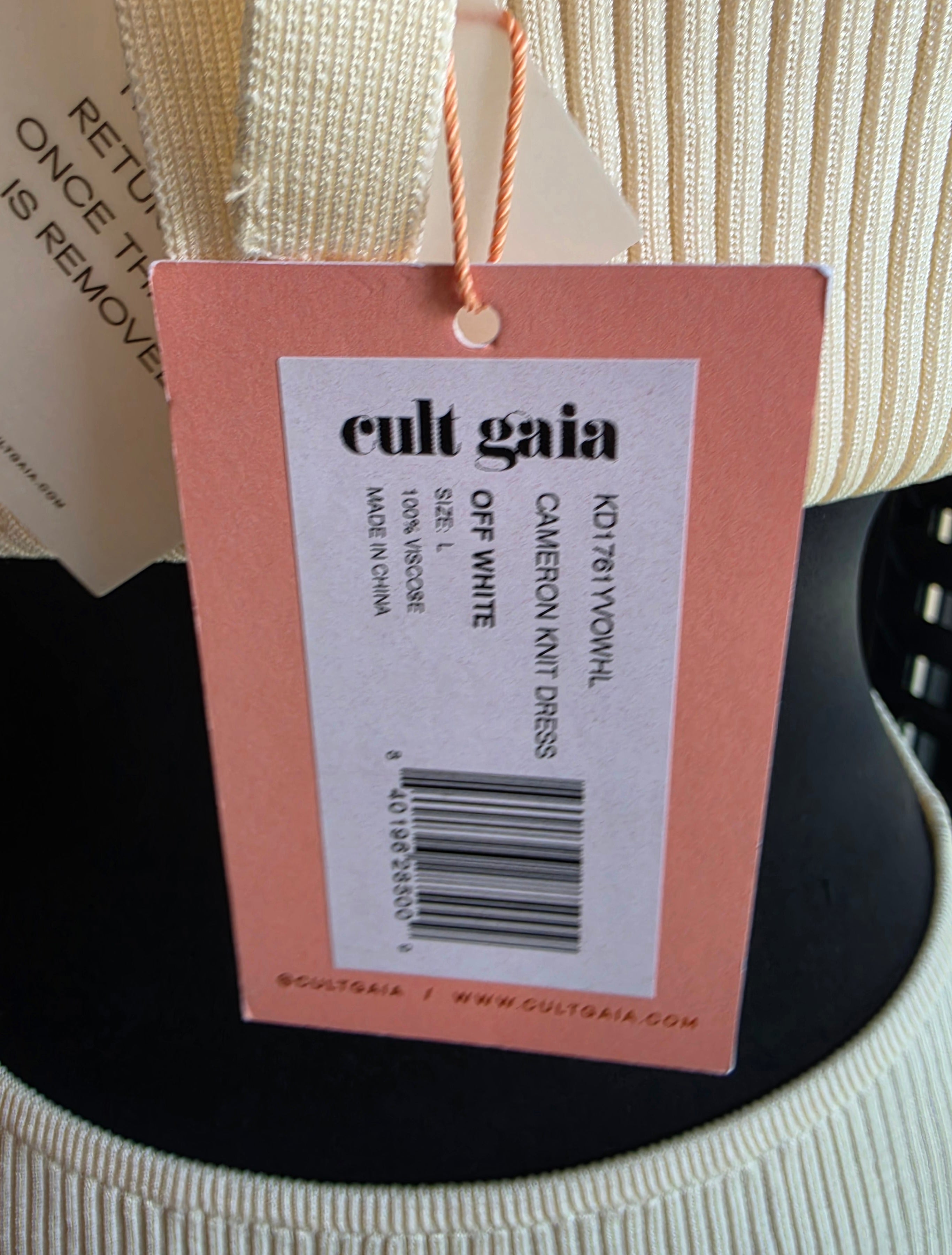 Cult Gaia Cameron knit midi dress off-white cut out L 40 nieuw tweedehands dames designer