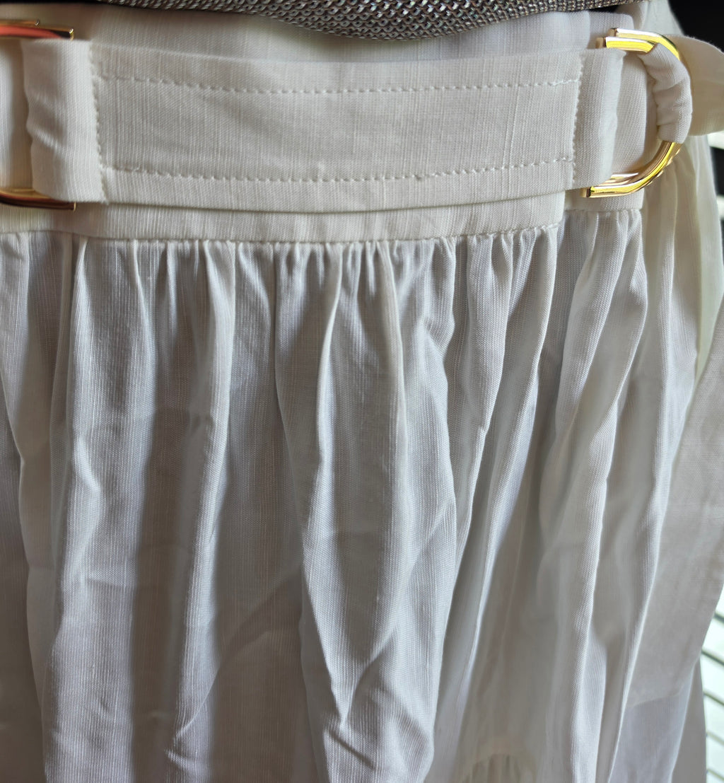 Acler lange rok linnen mix ivory wit 40 L nieuw designer ibiza boho resortwear tweedehands dames