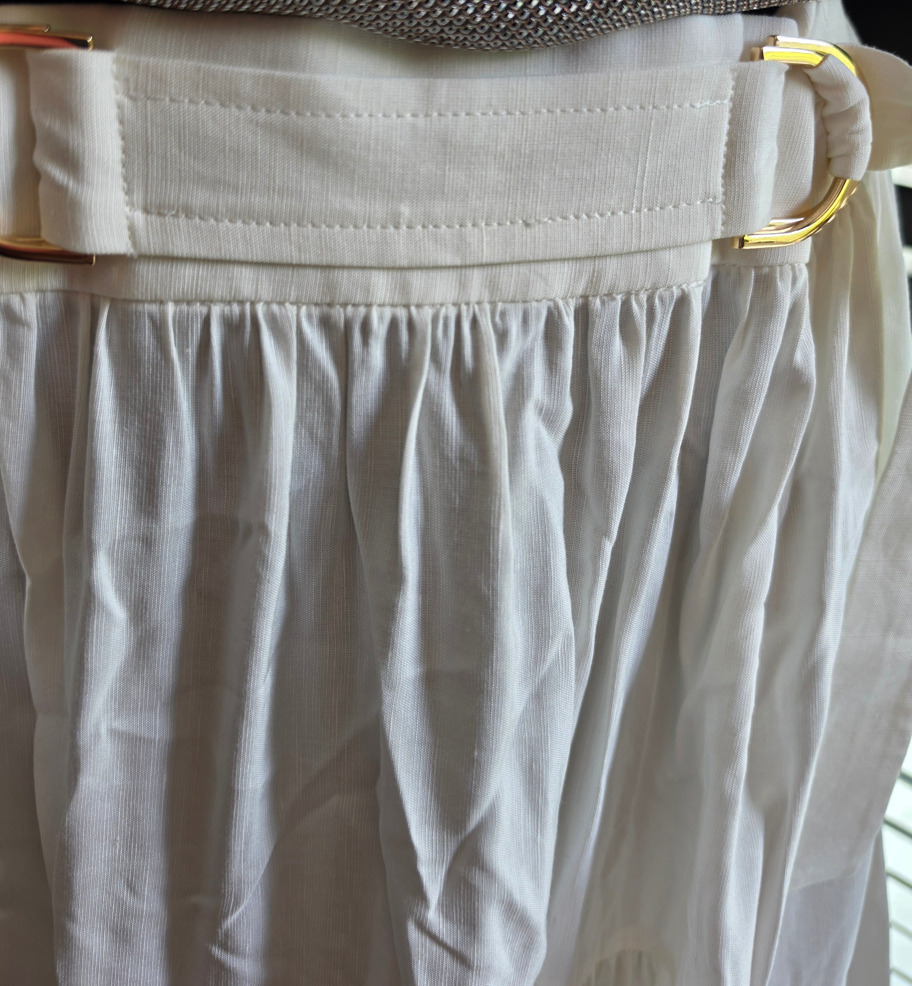 Acler lange rok linnen mix ivory wit 40 L nieuw designer ibiza boho resortwear tweedehands dames